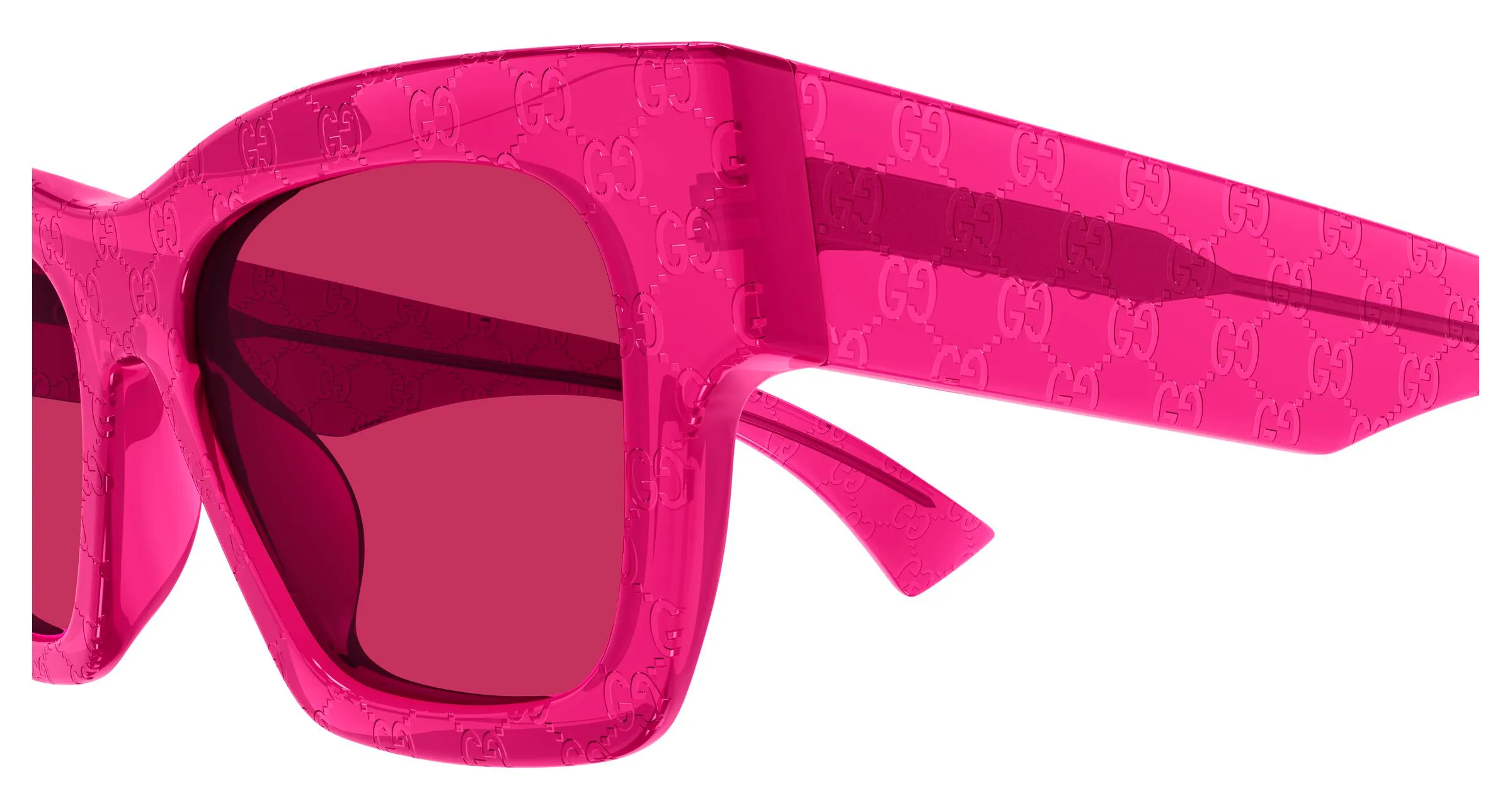 Gucci GG1835S 008 Occhiali da sole Acetato Fucsia Rosso Squadrata - immagine 3