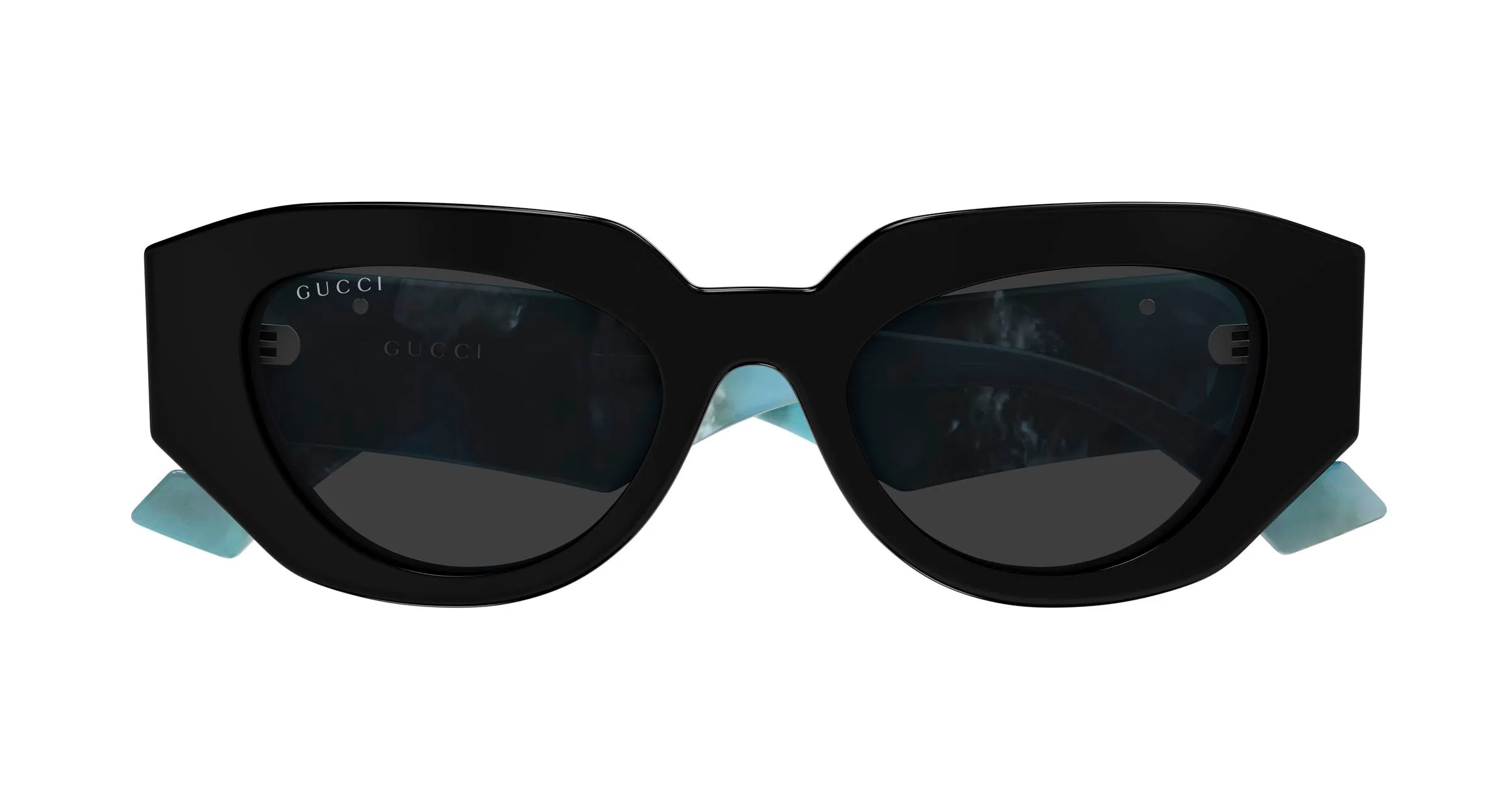 Gucci GG1421S 012 Occhiali da sole Acetato Nero Grigio Geometrica - immagine 2