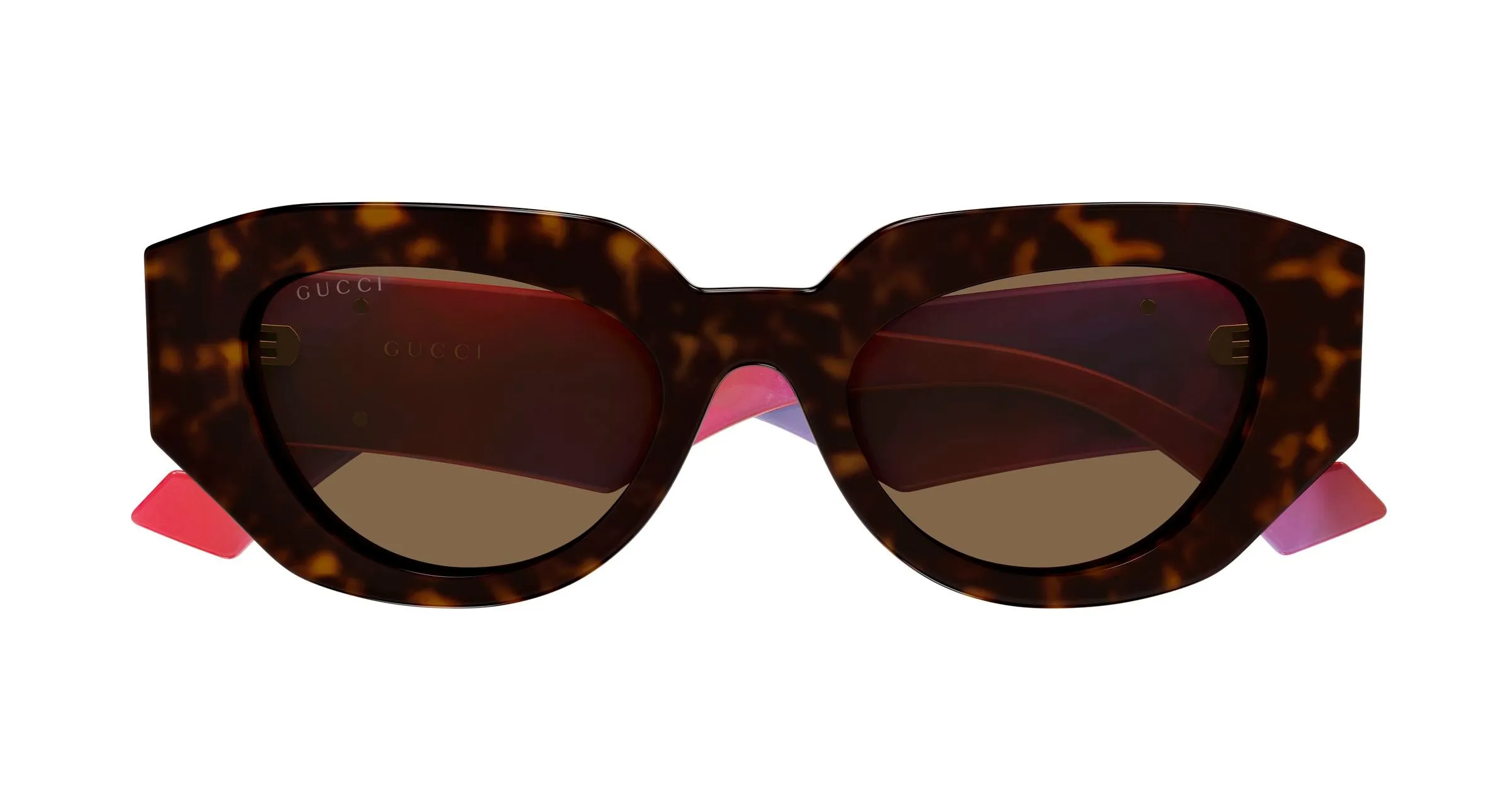 Gucci GG1421S 011 Occhiali da sole Acetato Havana Marrone Geometrica - immagine 2
