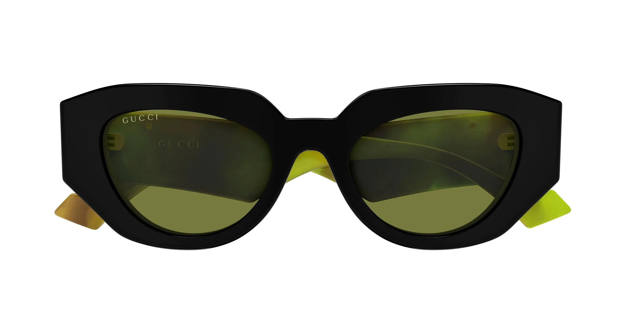 Gucci GG1421S 010 Occhiali da sole Acetato Nero Verde Geometrica - immagine 2