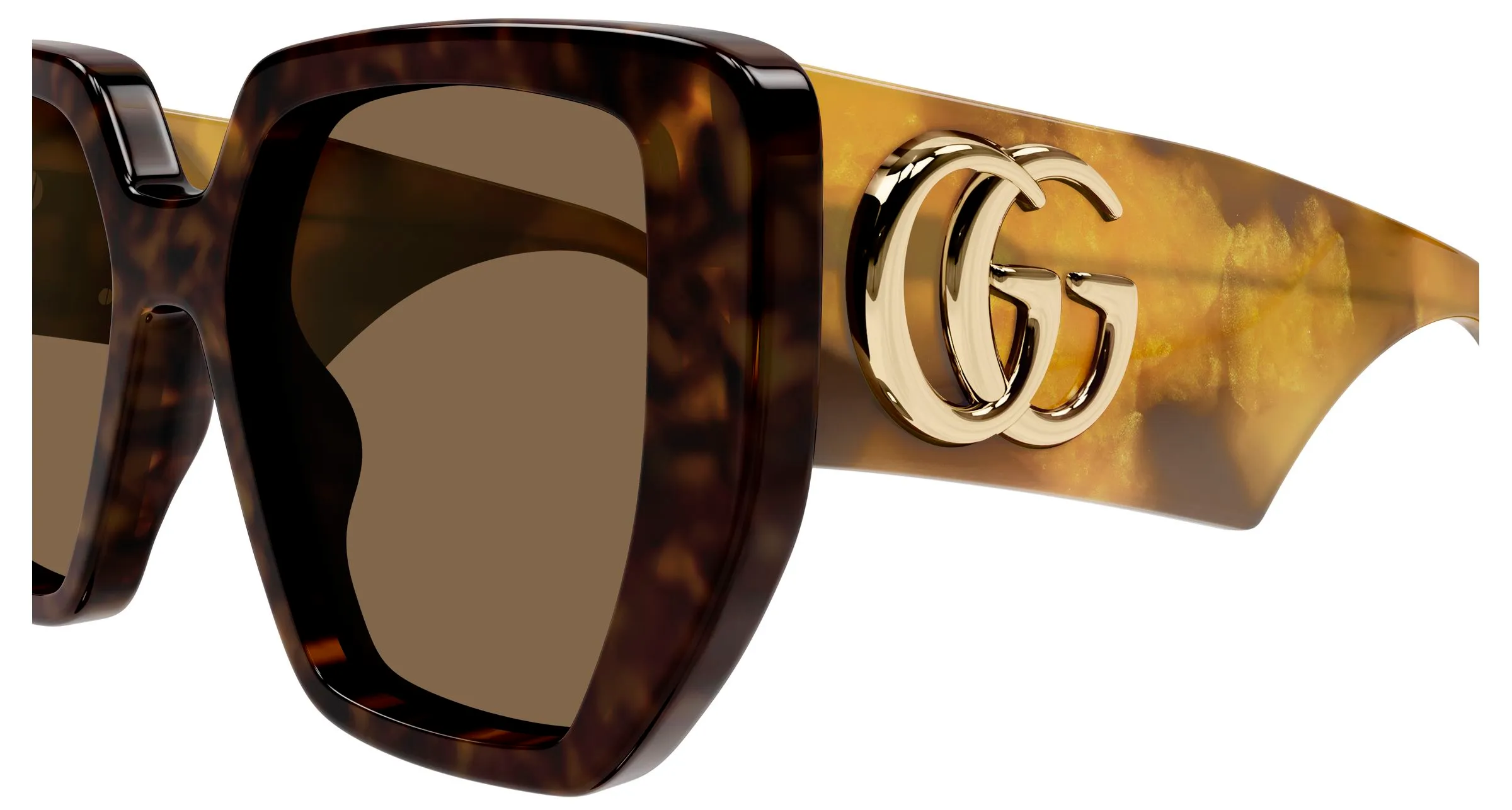 Gucci GG0956S 012 Occhiali da sole Acetato Havana Marrone Squadrata - immagine 3