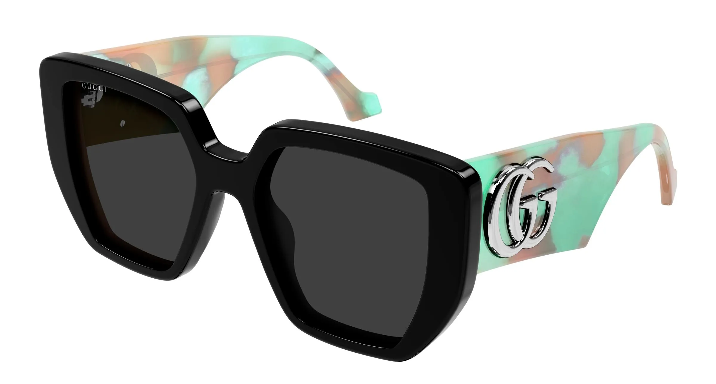 Gucci GG0956S 011 Occhiali da sole Acetato Nero Grigio Squadrata - immagine 1