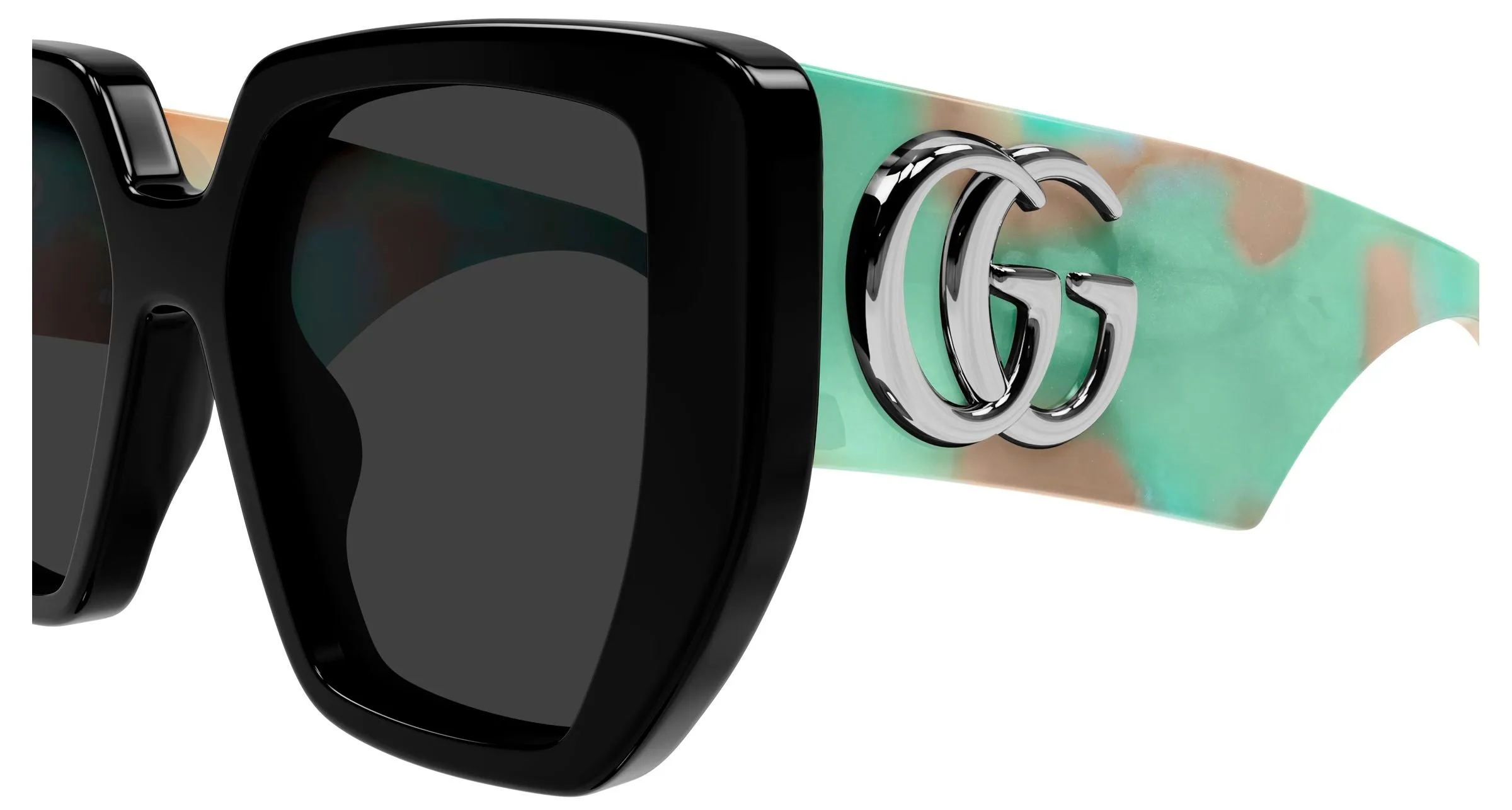 Gucci GG0956S 011 Occhiali da sole Acetato Nero Grigio Squadrata - immagine 3