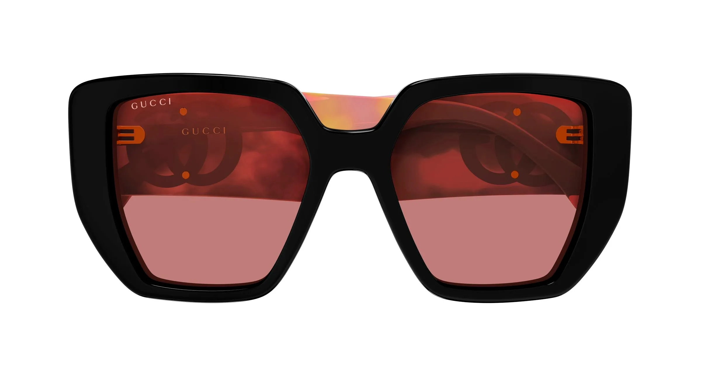 Gucci GG0956S 010 Occhiali da sole Acetato Nero Rosso Squadrata - immagine 2