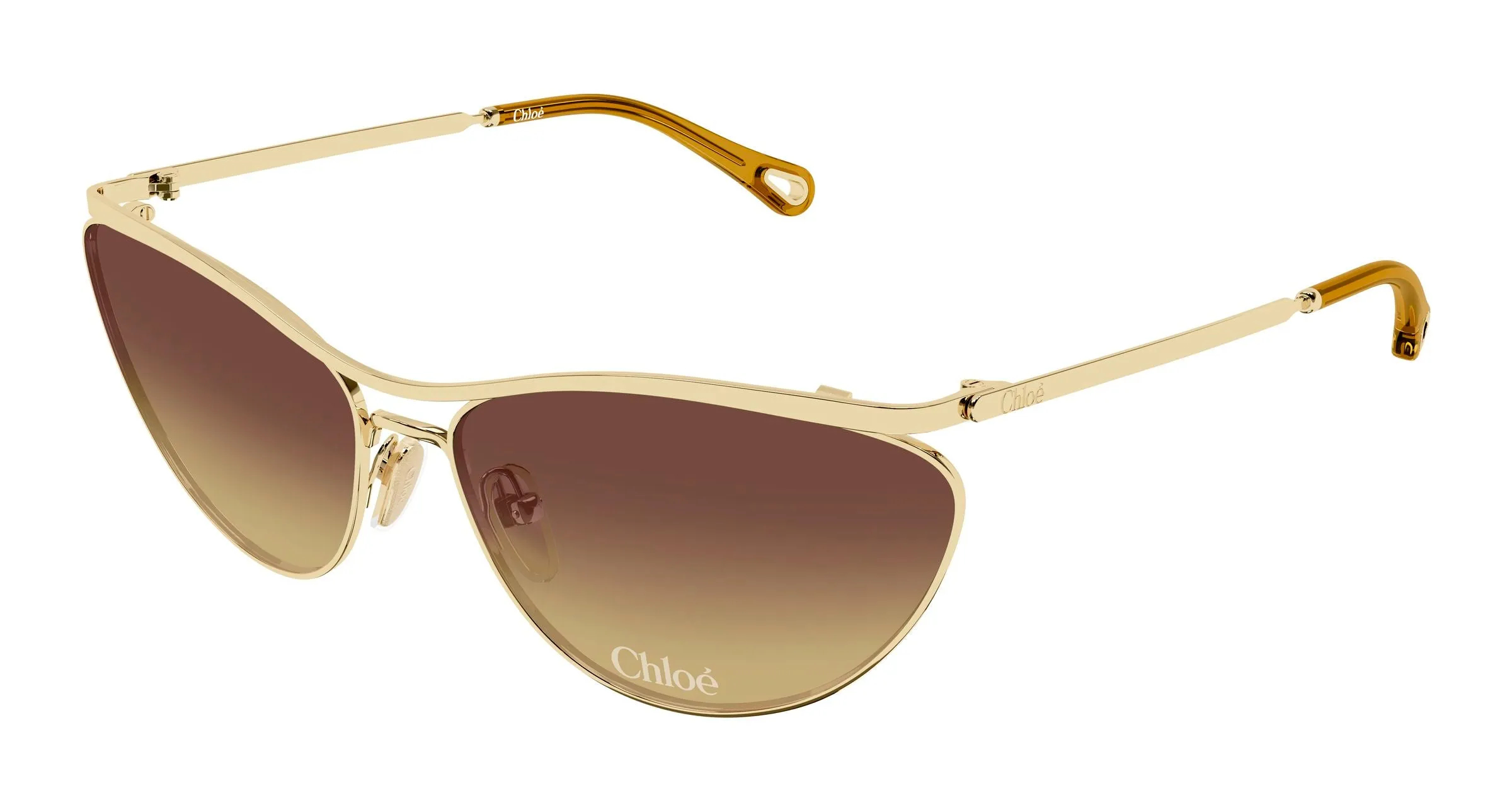 Chloé CH0386S 004 Occhiali da sole Metallo Oro Arancione Geometrica - immagine 1