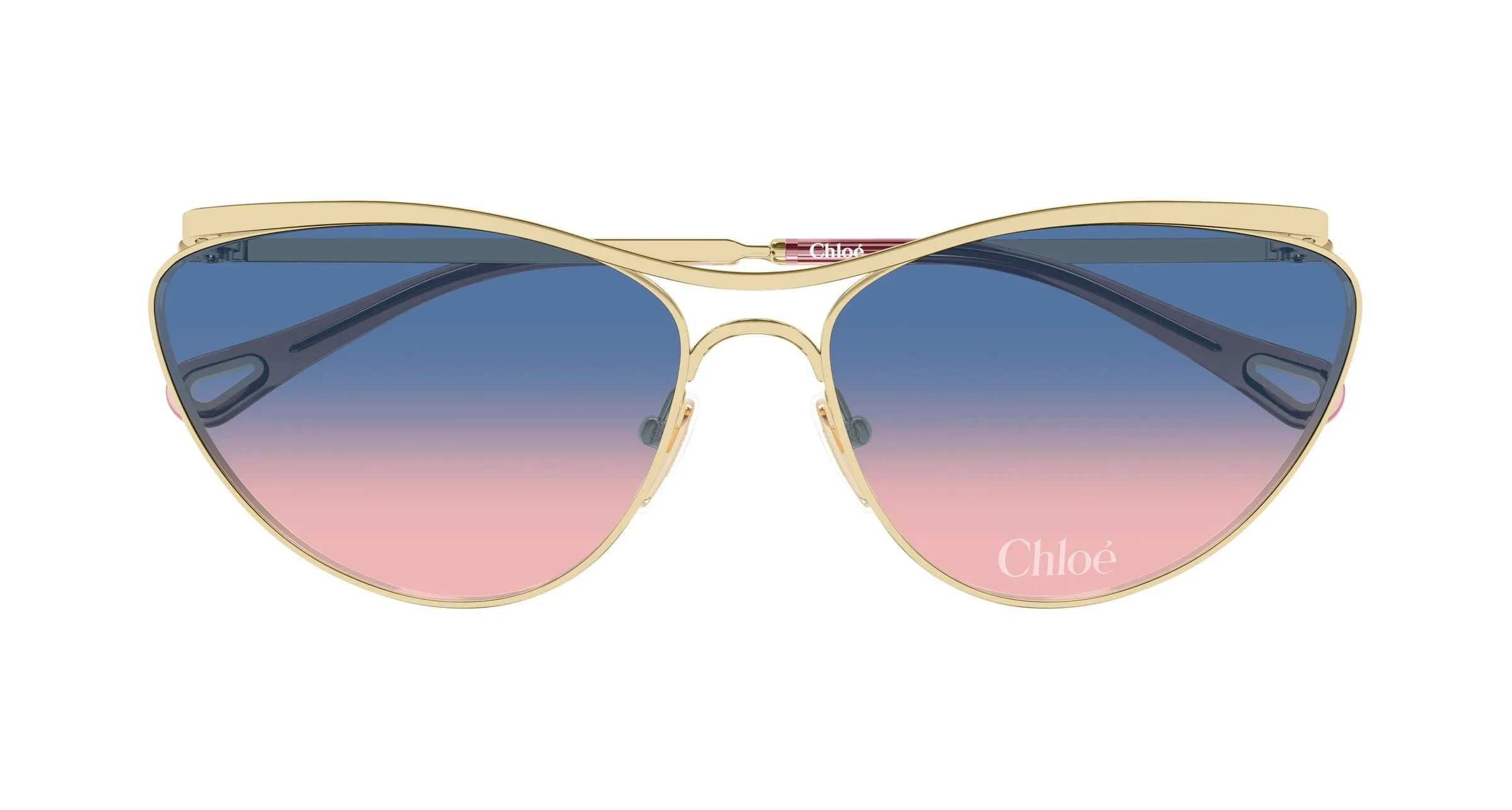 Chloé CH0386S 001 Occhiali da sole Metallo Oro Blu Geometrica - immagine 2