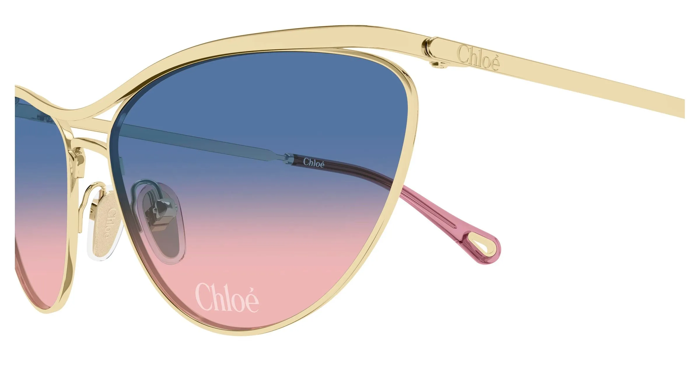 Chloé CH0386S 001 Occhiali da sole Metallo Oro Blu Geometrica - immagine 3