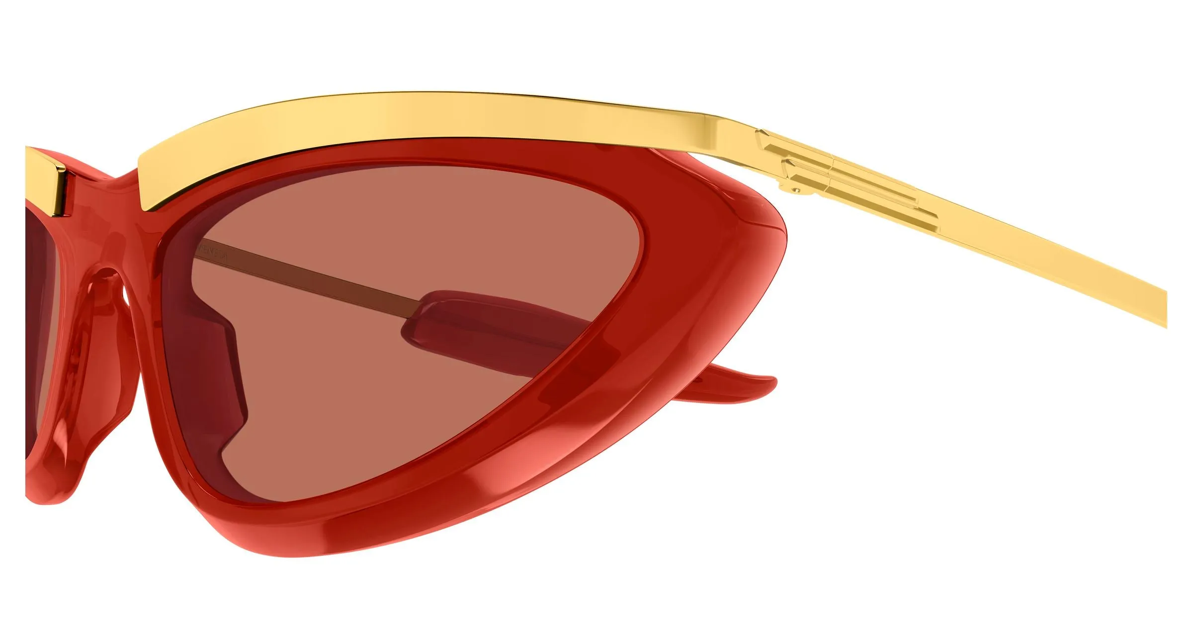 Bottega Veneta BV1477S 005 Occhiali da sole Acetato Rosso Arancione Cat Eye - immagine 3