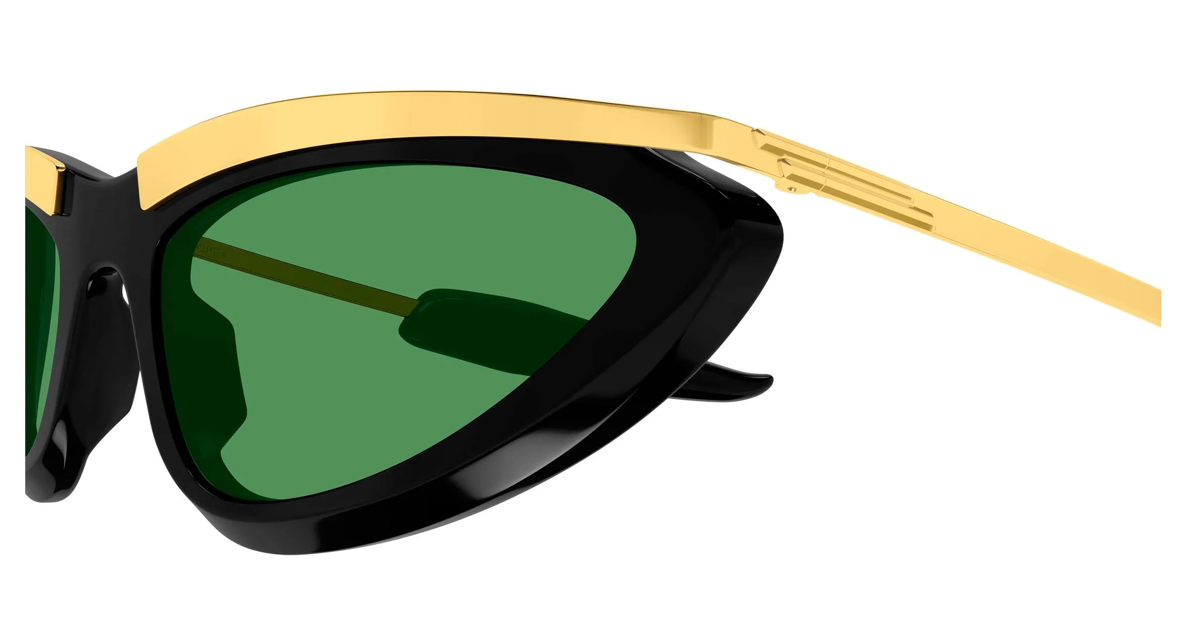 Bottega Veneta BV1477S 002 Occhiali da sole Acetato Nero Verde Cat Eye - immagine 3
