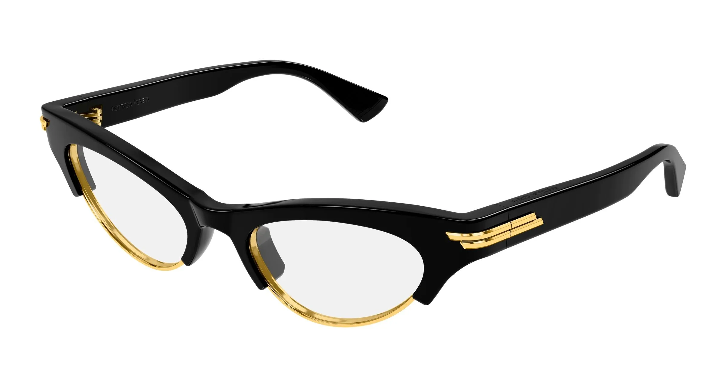 Bottega Veneta BV1431S 009 Occhiali da sole Acetato Nero Trasparente Cat Eye - immagine 1