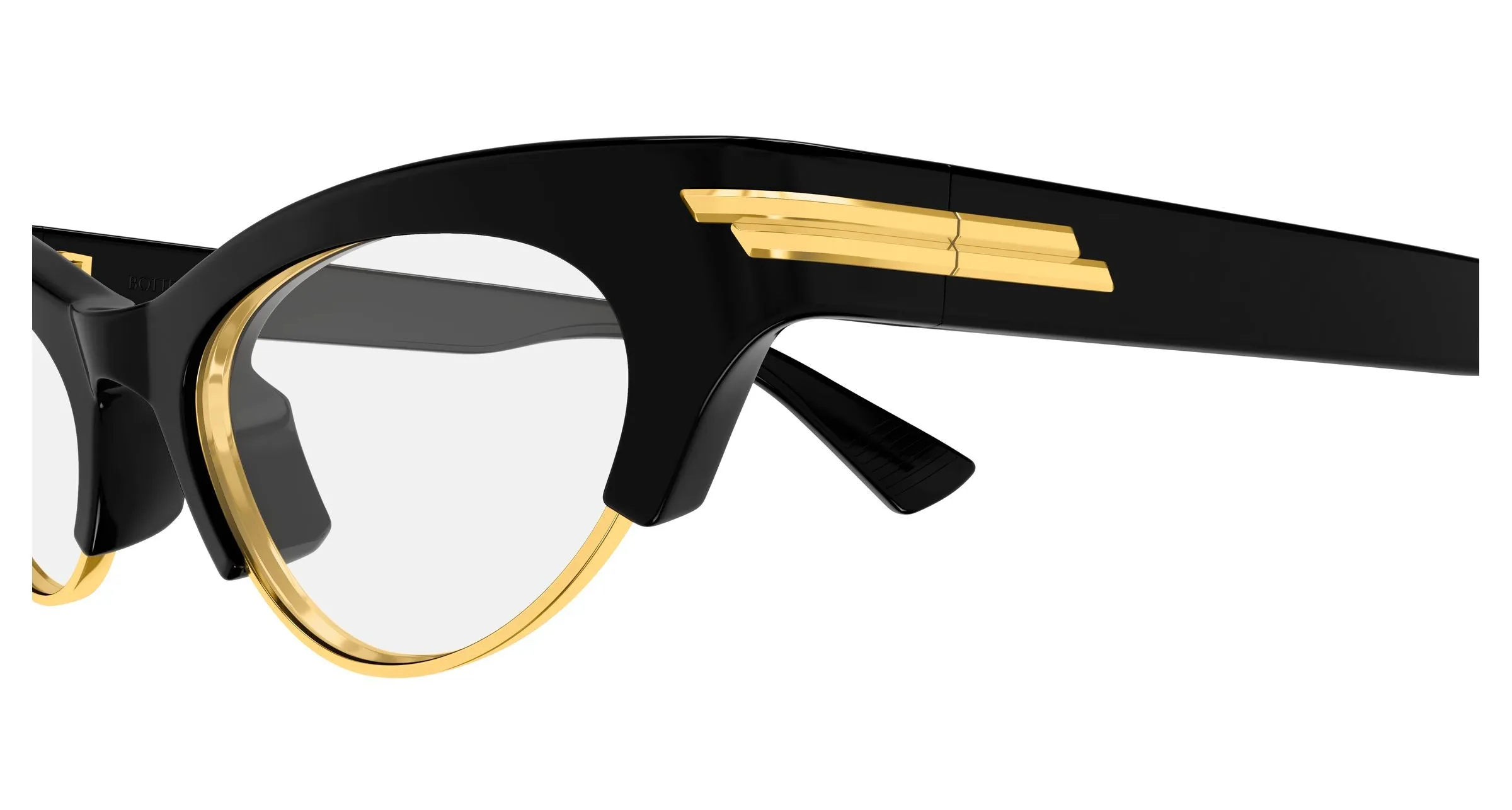 Bottega Veneta BV1431S 009 Occhiali da sole Acetato Nero Trasparente Cat Eye - immagine 3
