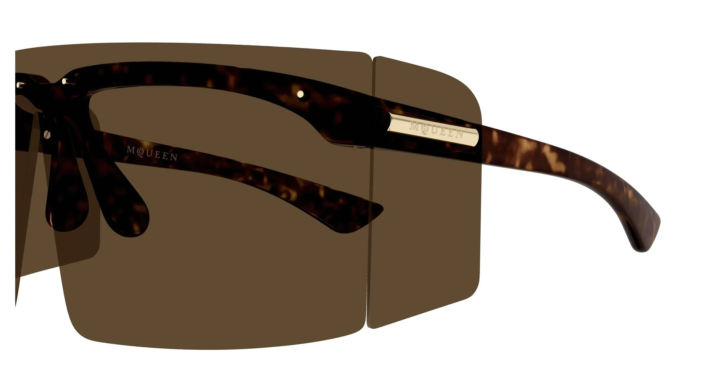 Alexander McQueen AM0594S 002 Occhiali da sole Bio-iniettato Havana Marrone Maschera - immagine 3