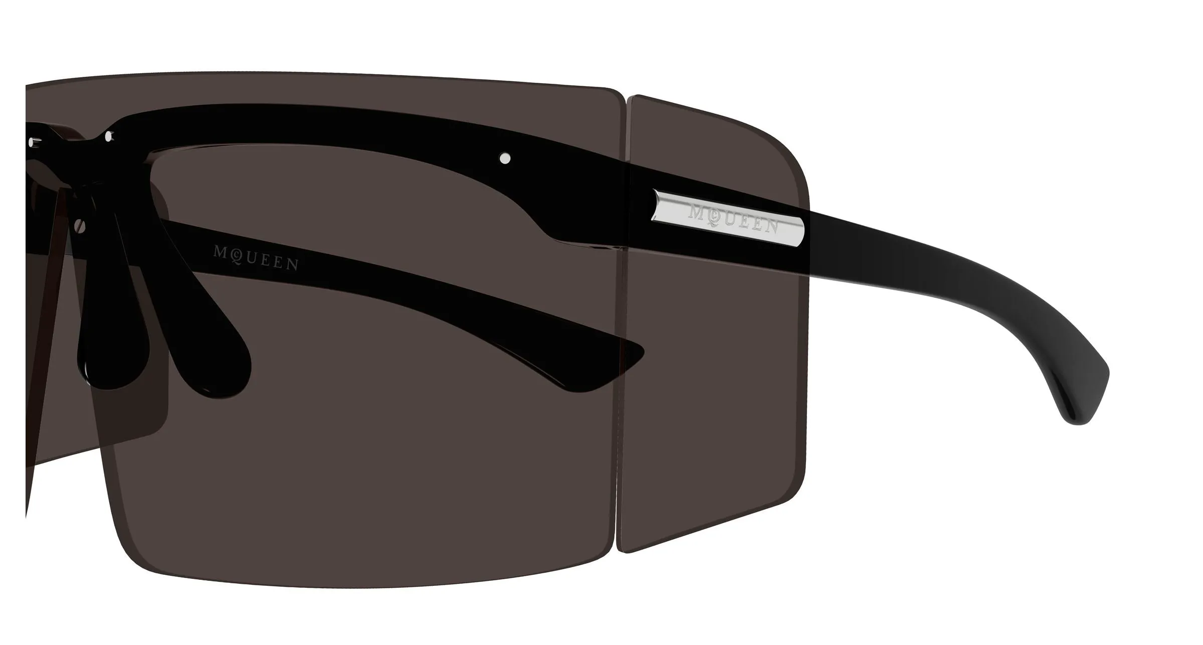 Alexander McQueen AM0594S 001 Occhiali da sole Bio-iniettato Nero Fumo Maschera - immagine 3