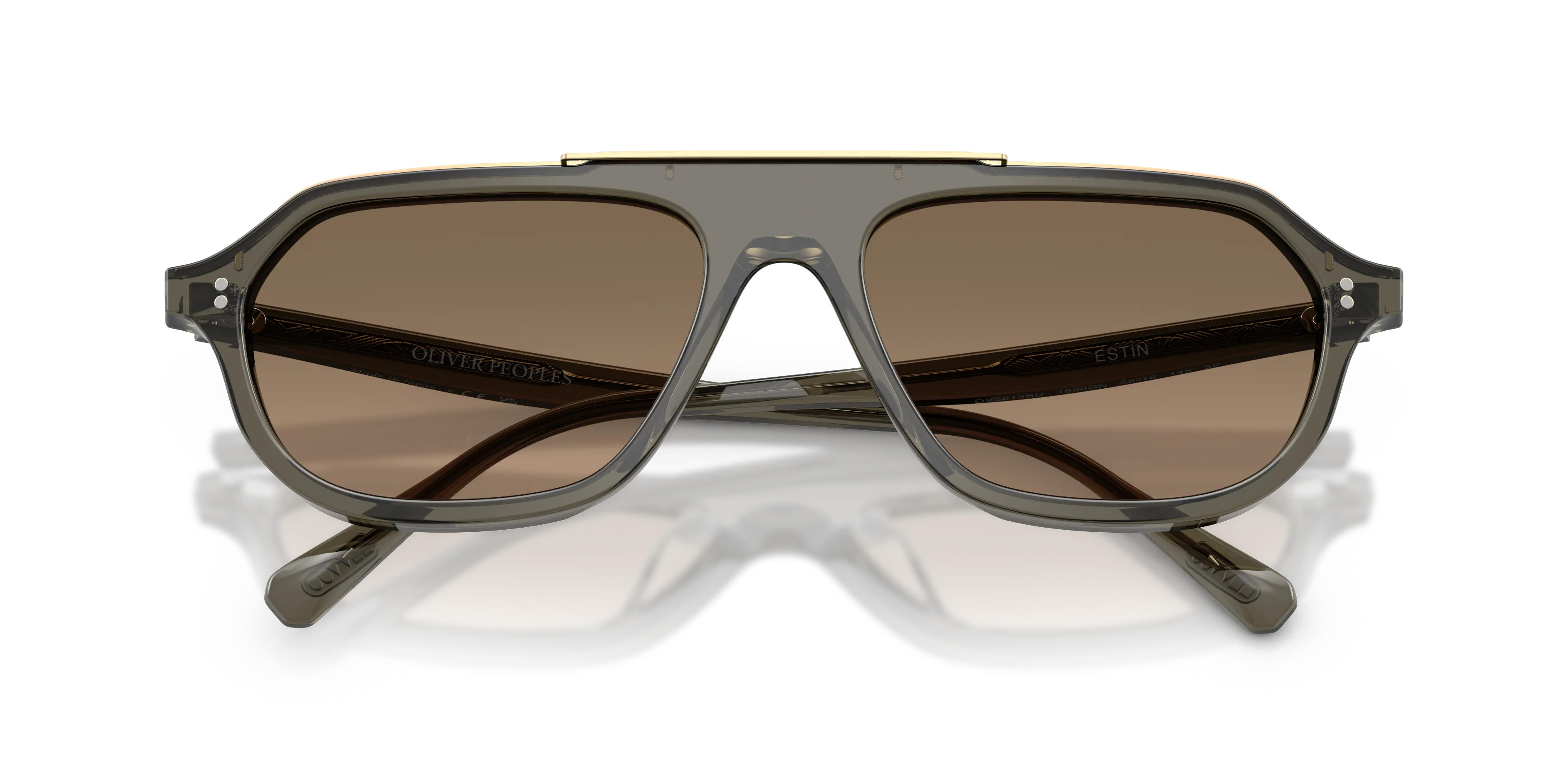 Oliver Peoples OV5613SU ESTIN 1820GN Occhiali da sole Acetato Grigio Marrone Geometrica Polarizzata - immagine 2