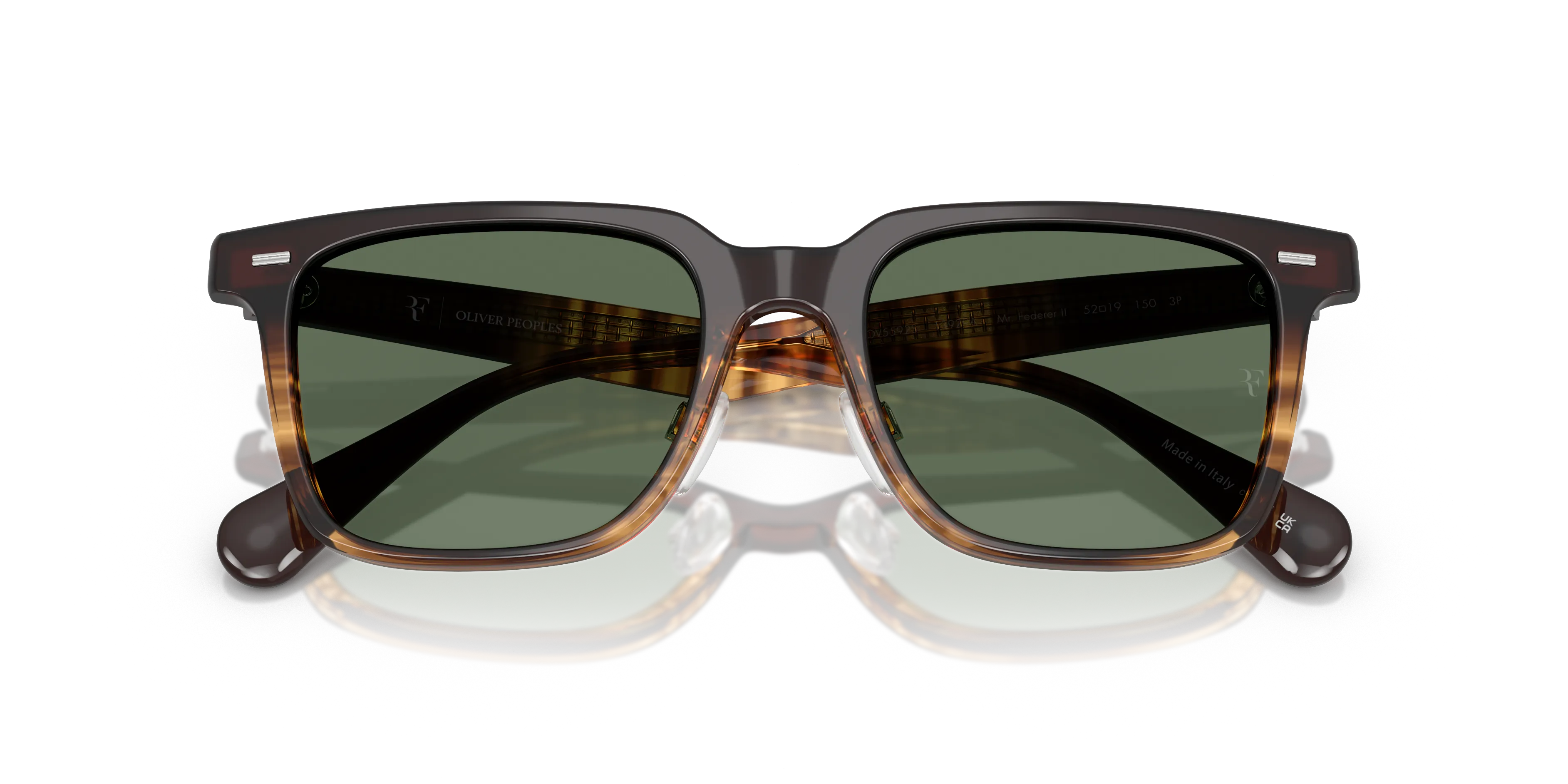 Oliver Peoples OV5592S MR. FEDERER II 13929A Occhiali da sole Acetato Marrone Verde G15 Squadrata Polarizzata - immagine 2