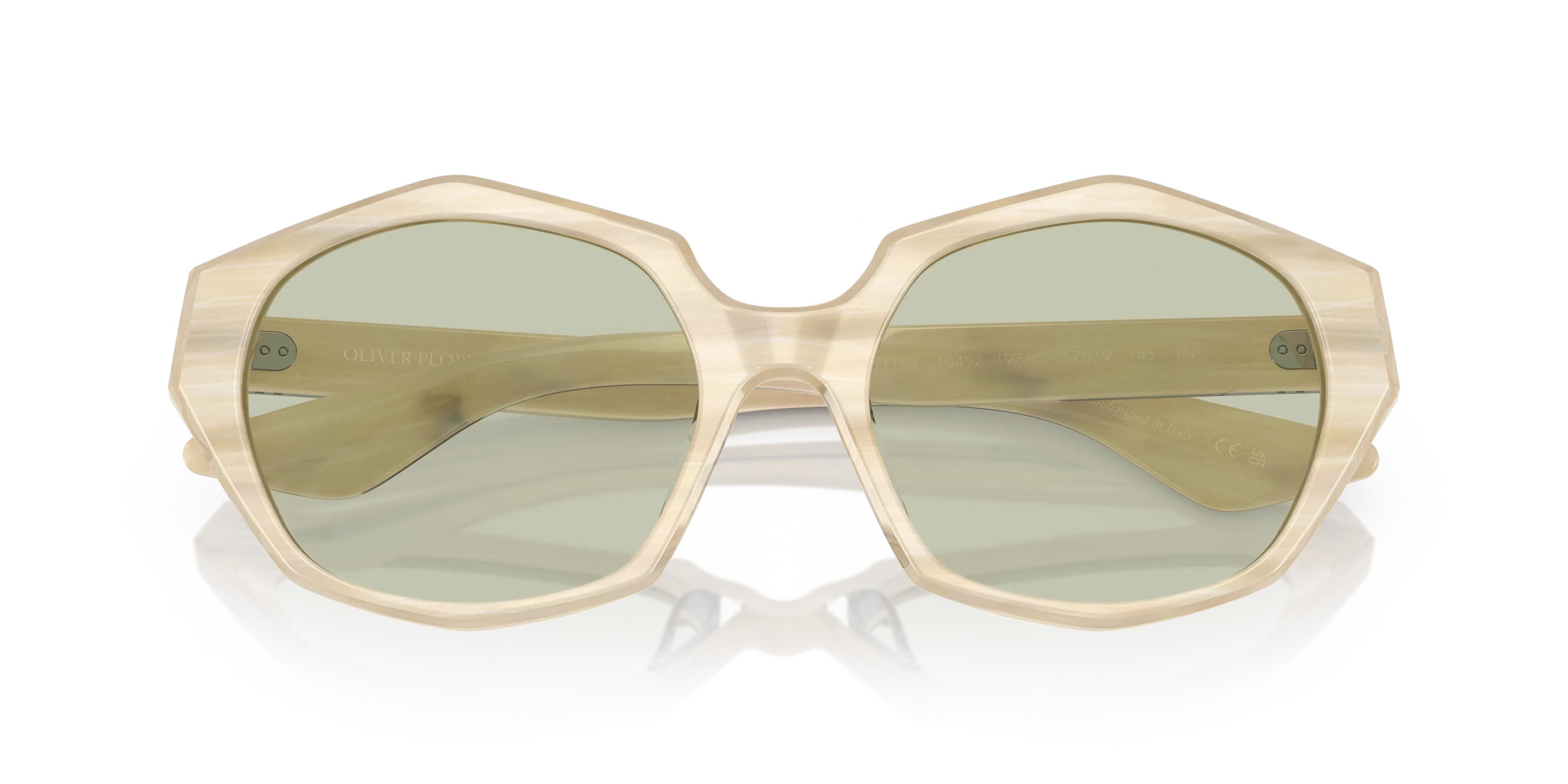 Oliver Peoples OV5511SU 1971C 10492 Occhiali da sole Acetato Beige Verde Cat Eye Normale - immagine 2