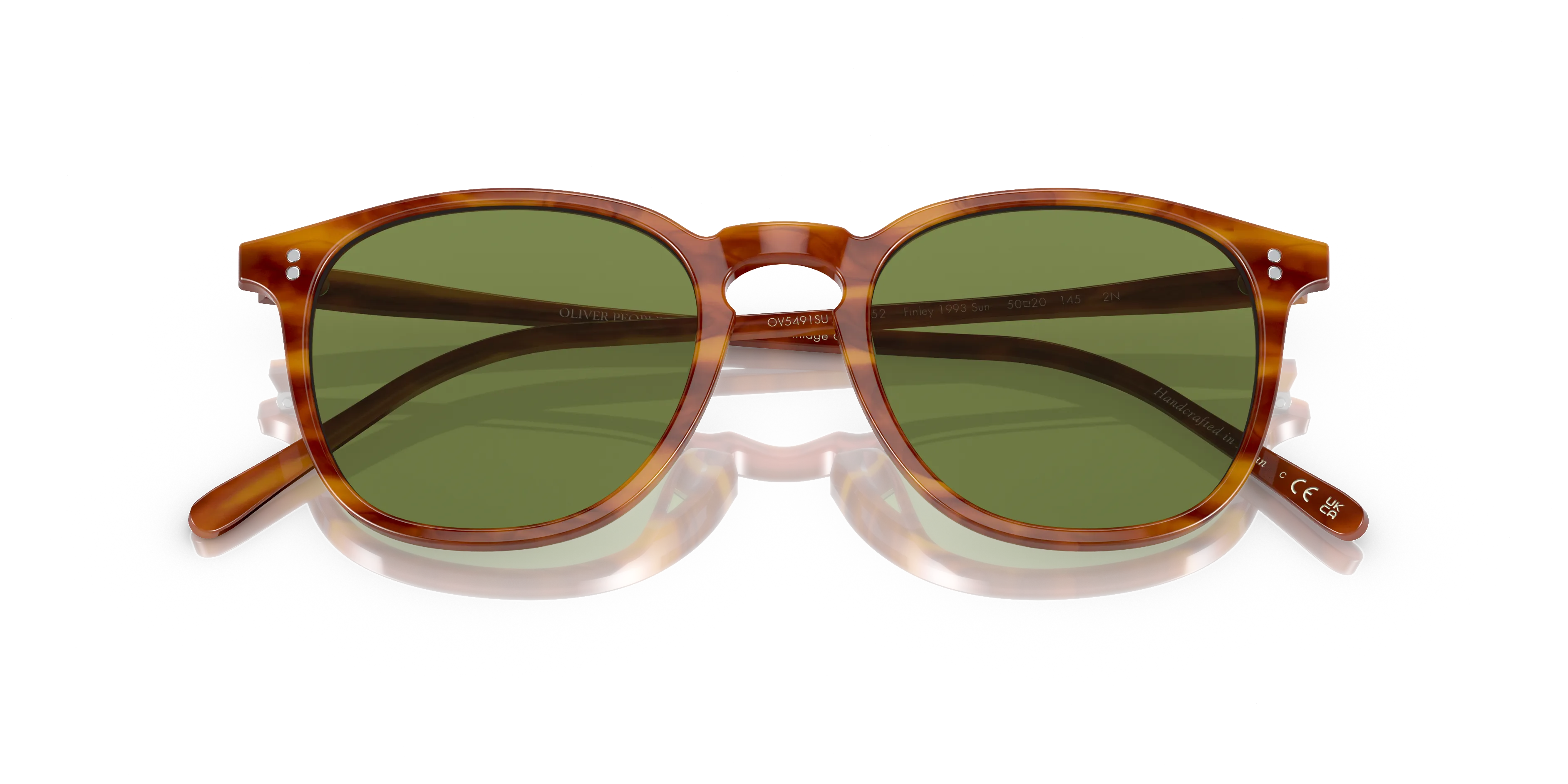Oliver Peoples OV5491SU FINLEY 1993 SUN 174252 Occhiali da sole Acetato Tartaruga Verde Rotonda Normale - immagine 2
