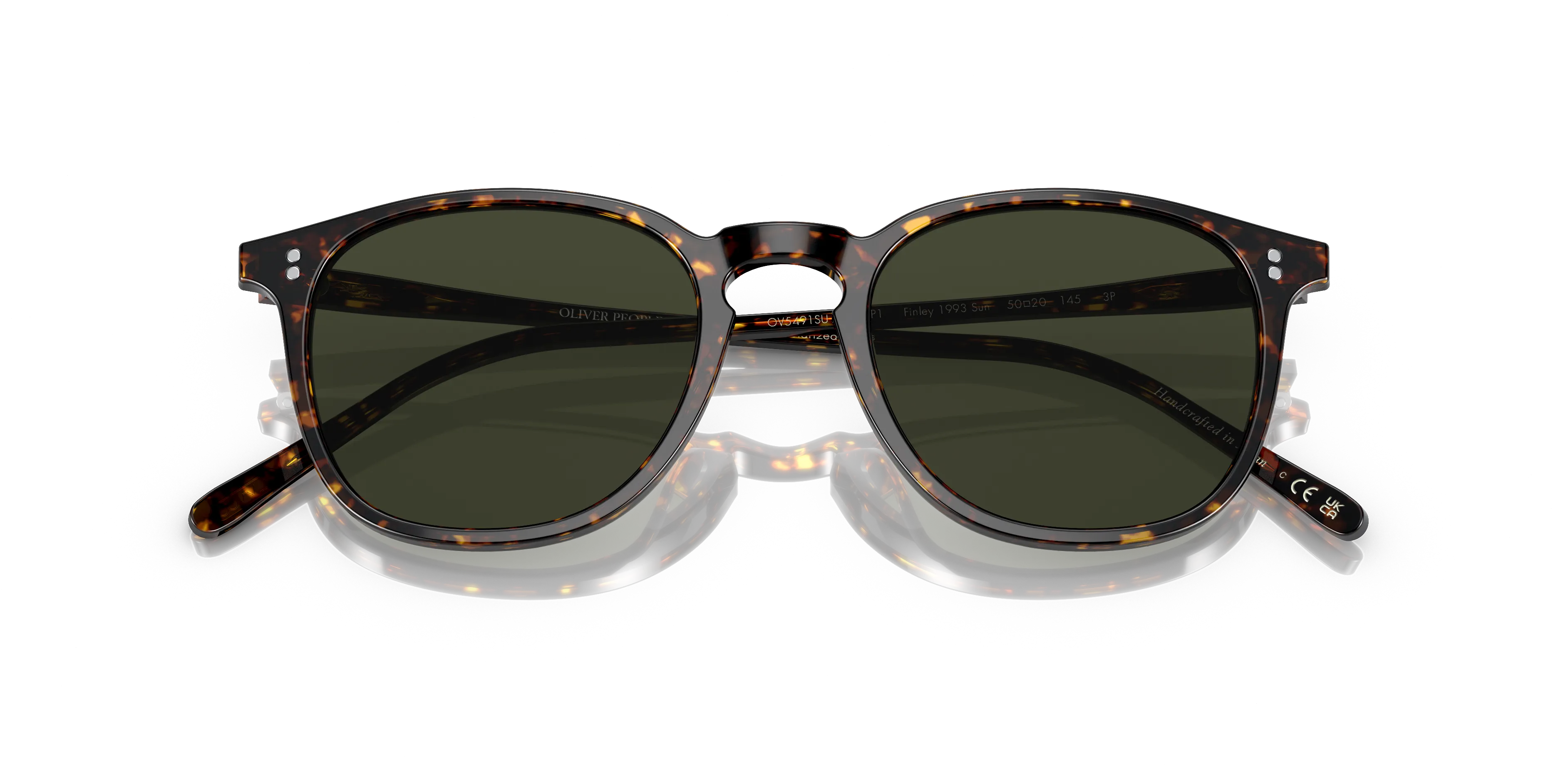 Oliver Peoples OV5491SU FINLEY 1993 SUN 1741P1 Occhiali da sole Acetato Tartaruga Verde G15 Rotonda Polarizzata - immagine 2