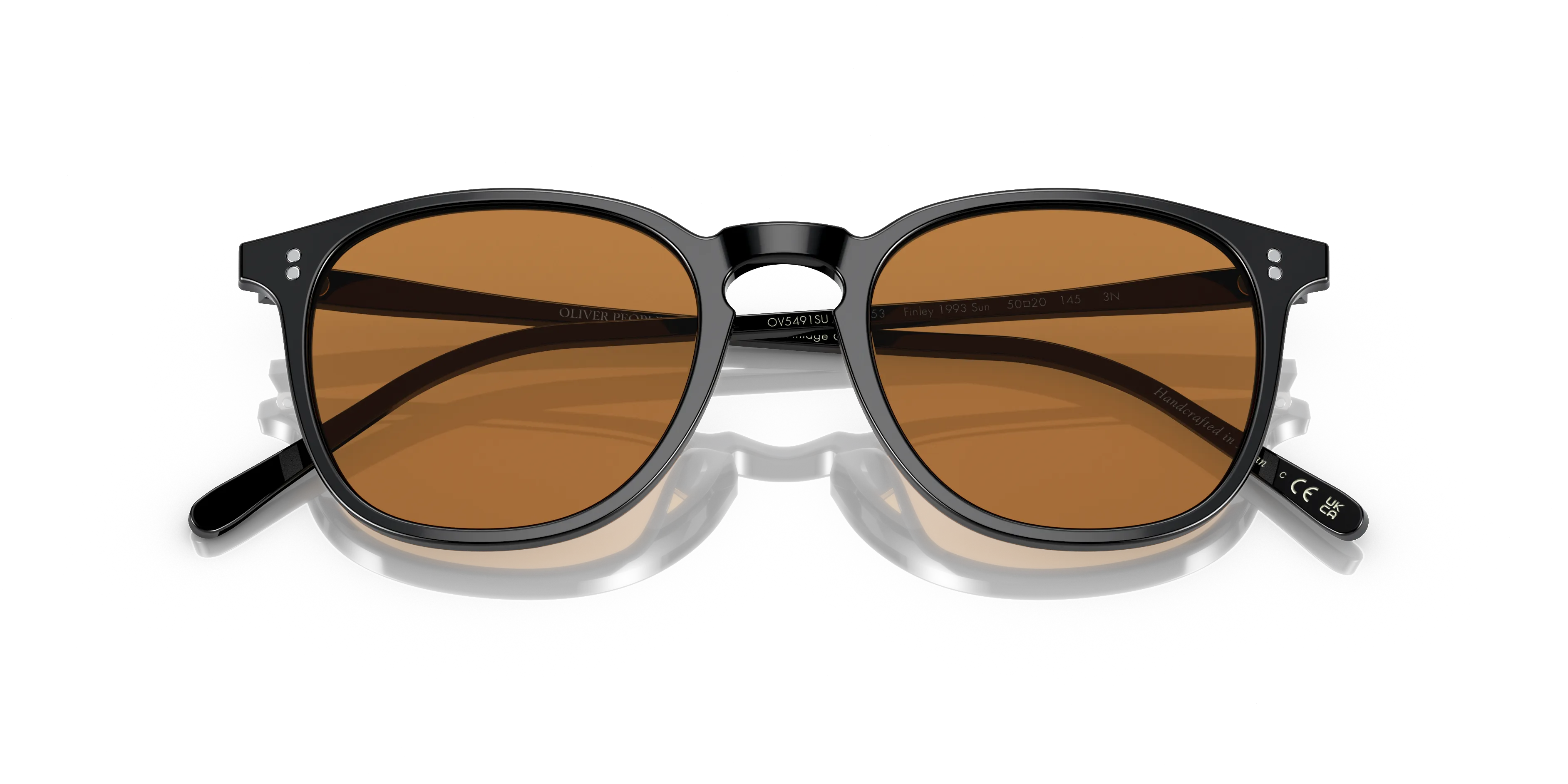 Oliver Peoples OV5491SU FINLEY 1993 SUN 173153 Occhiali da sole Acetato Nero Arancione Rotonda Normale - immagine 2