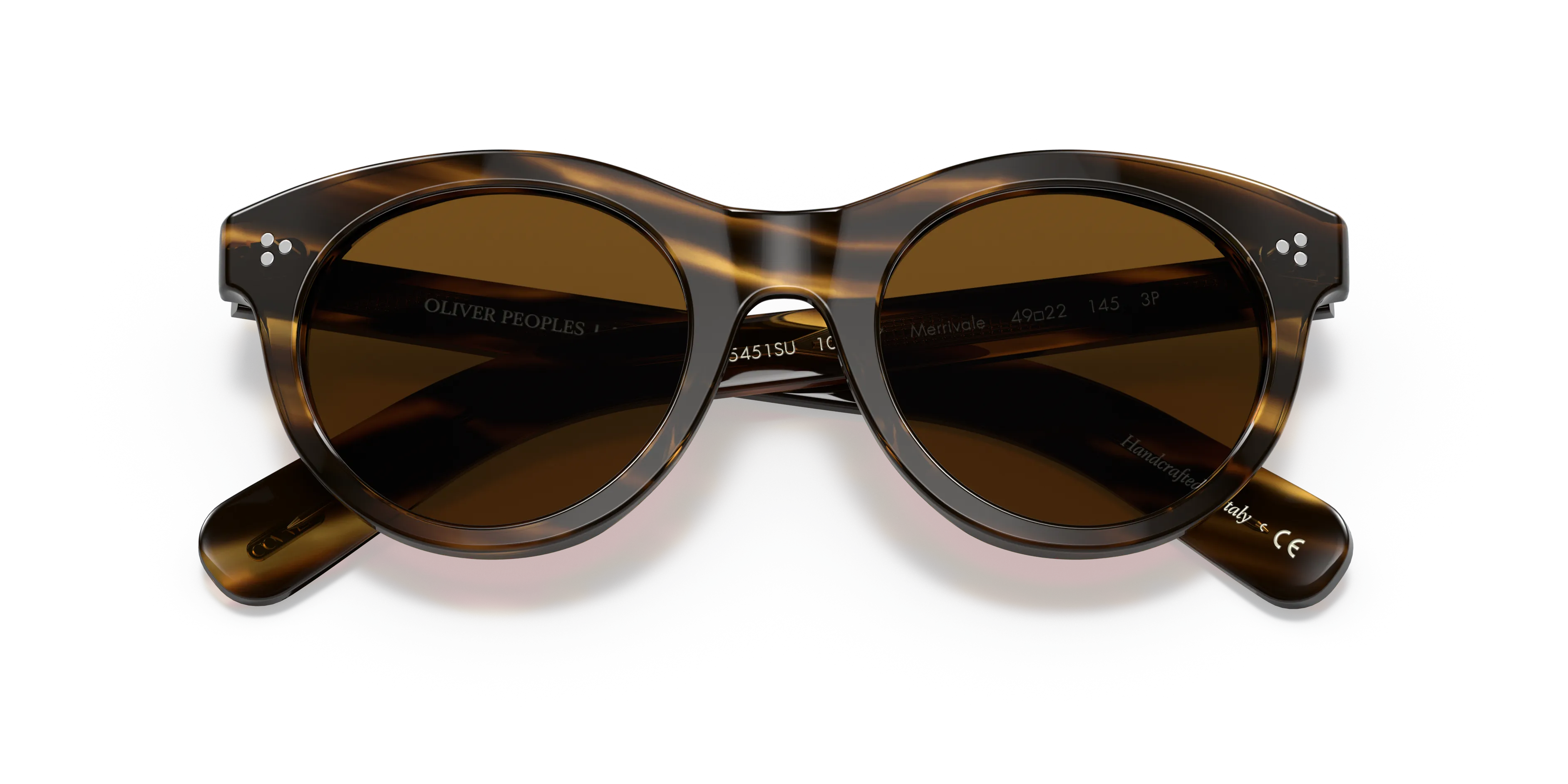 Oliver Peoples OV5451SU MERRIVALE 100357 Occhiali da sole Acetato Nero Marrone Rotonda Polarizzata - immagine 2