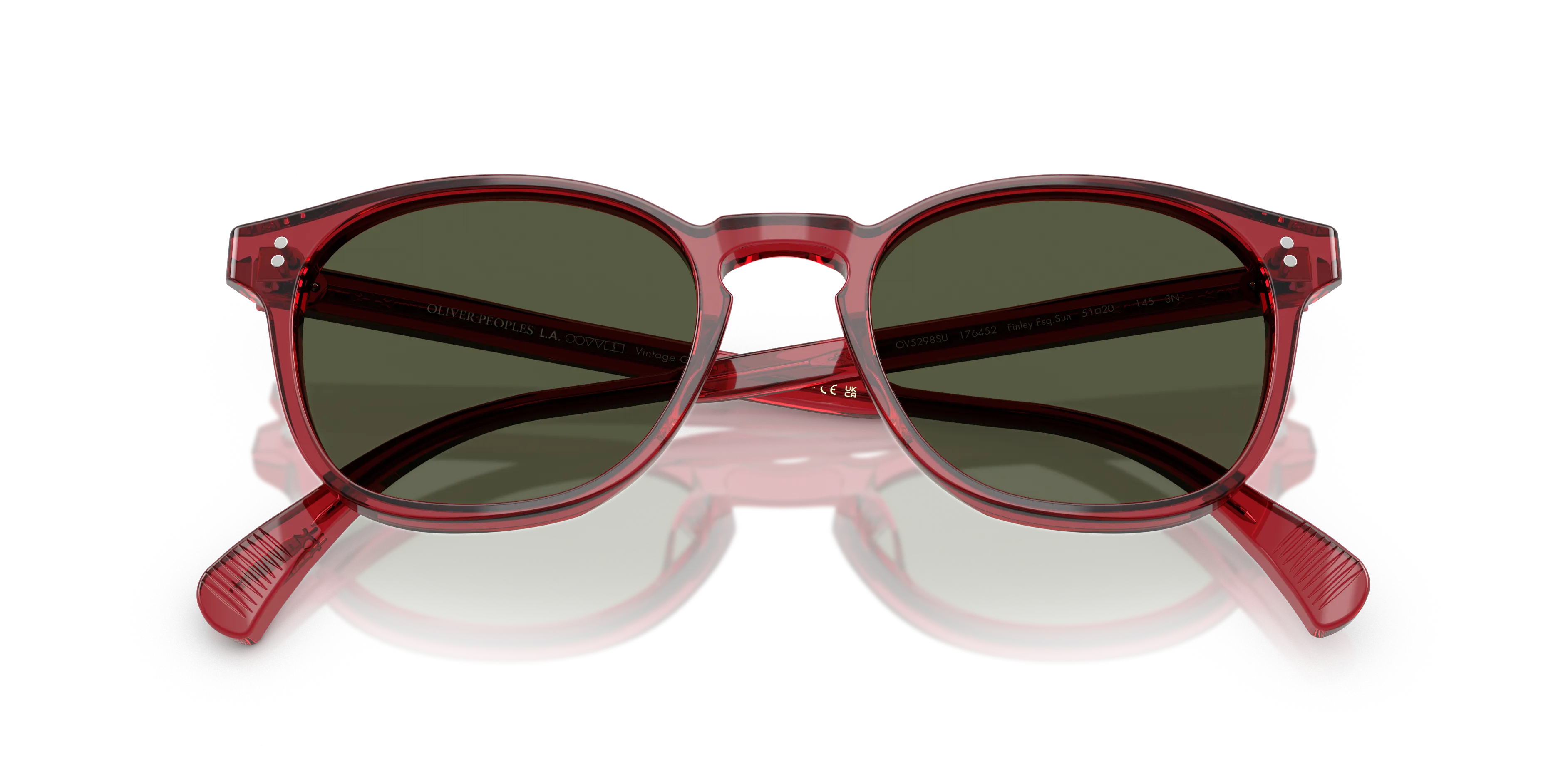 Oliver Peoples OV5298SU FINLEY ESQ. SUN (U) 176452 Occhiali da sole Acetato Rosso Verde G15 Rotonda Normale - immagine 2