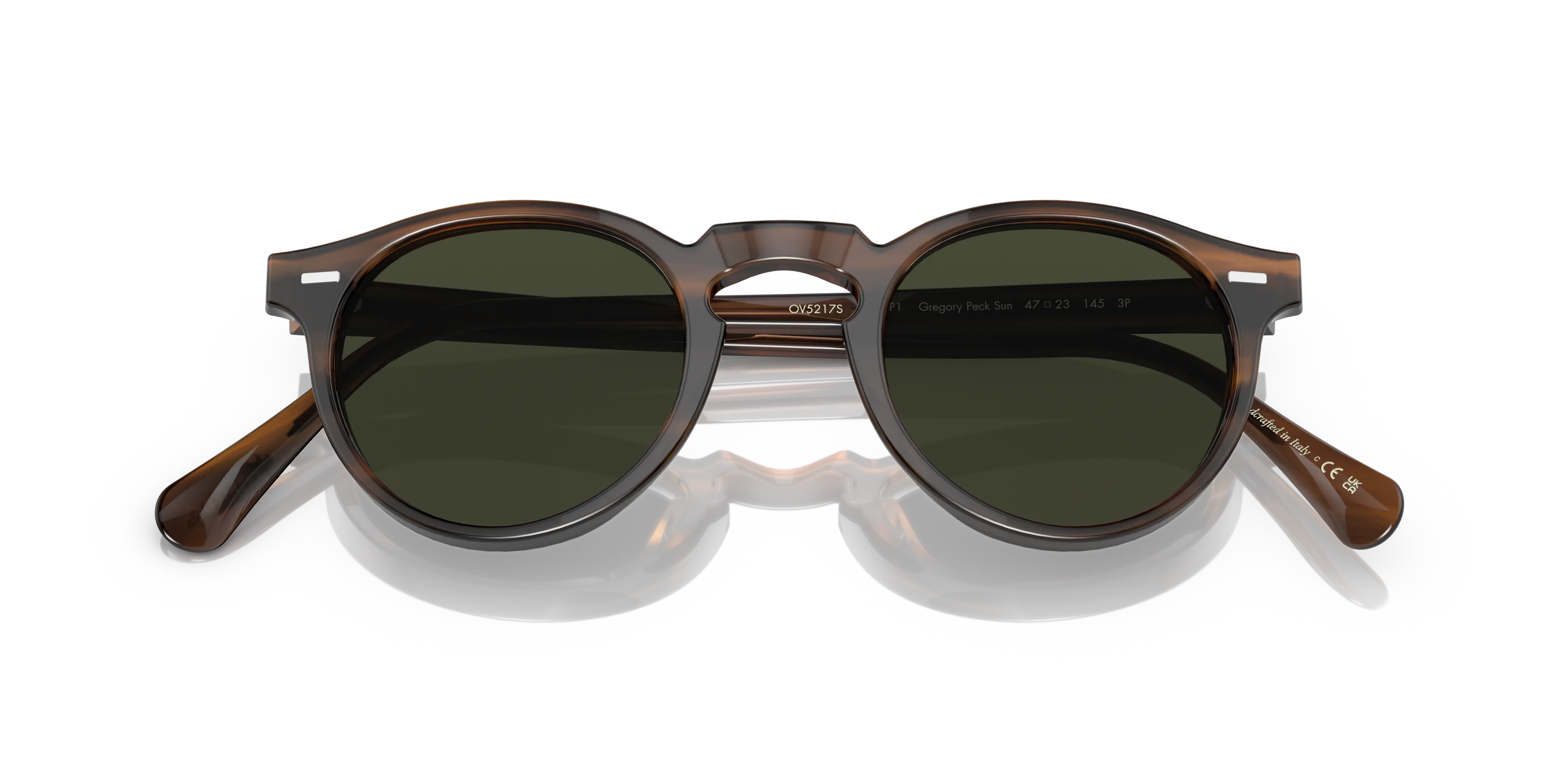 Oliver Peoples OV5217S GREGORY PECK SUN 1724P1 Occhiali da sole Acetato Marrone Verde G15 Pantos Polarizzata - immagine 2