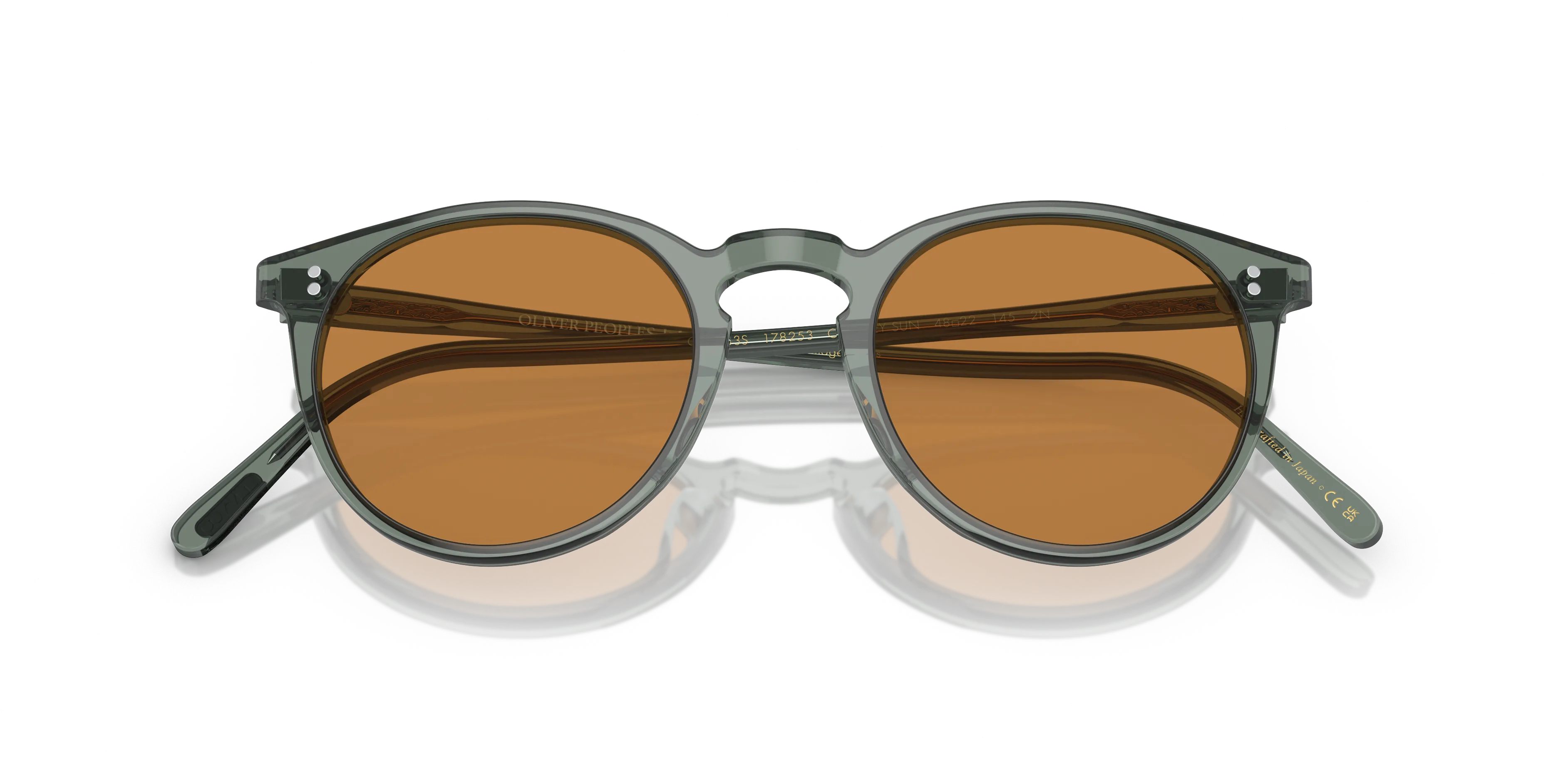 Oliver Peoples OV5183S O'MALLEY SUN 178253 Occhiali da sole Acetato Verde Arancione Pantos Normale - immagine 2