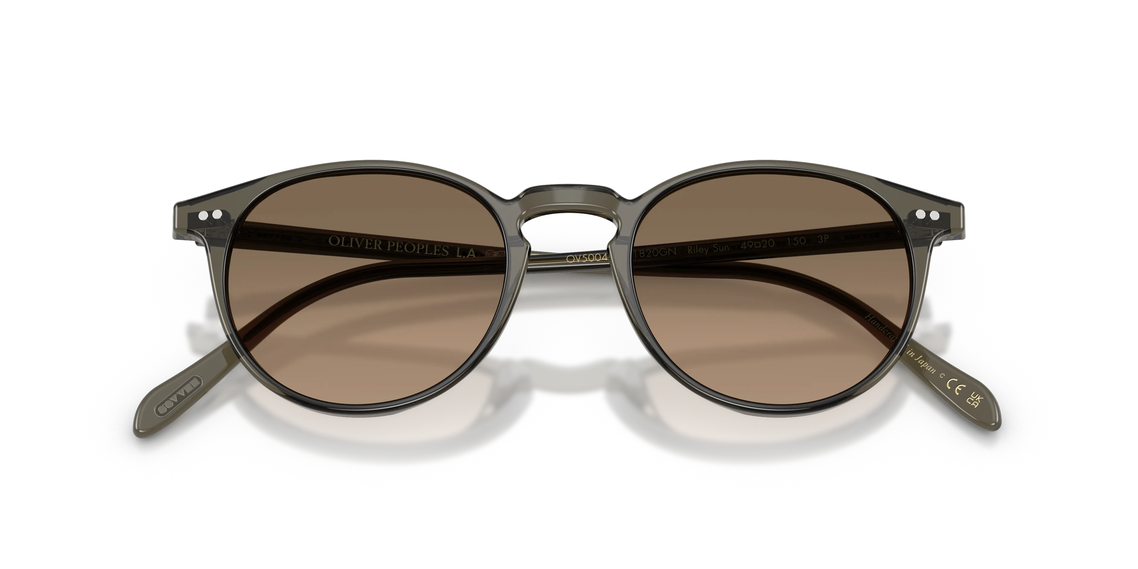 Oliver Peoples OV5004SU Riley Sun 1820GN Occhiali da sole Acetato Grigio Marrone Pantos Polarizzata - immagine 2