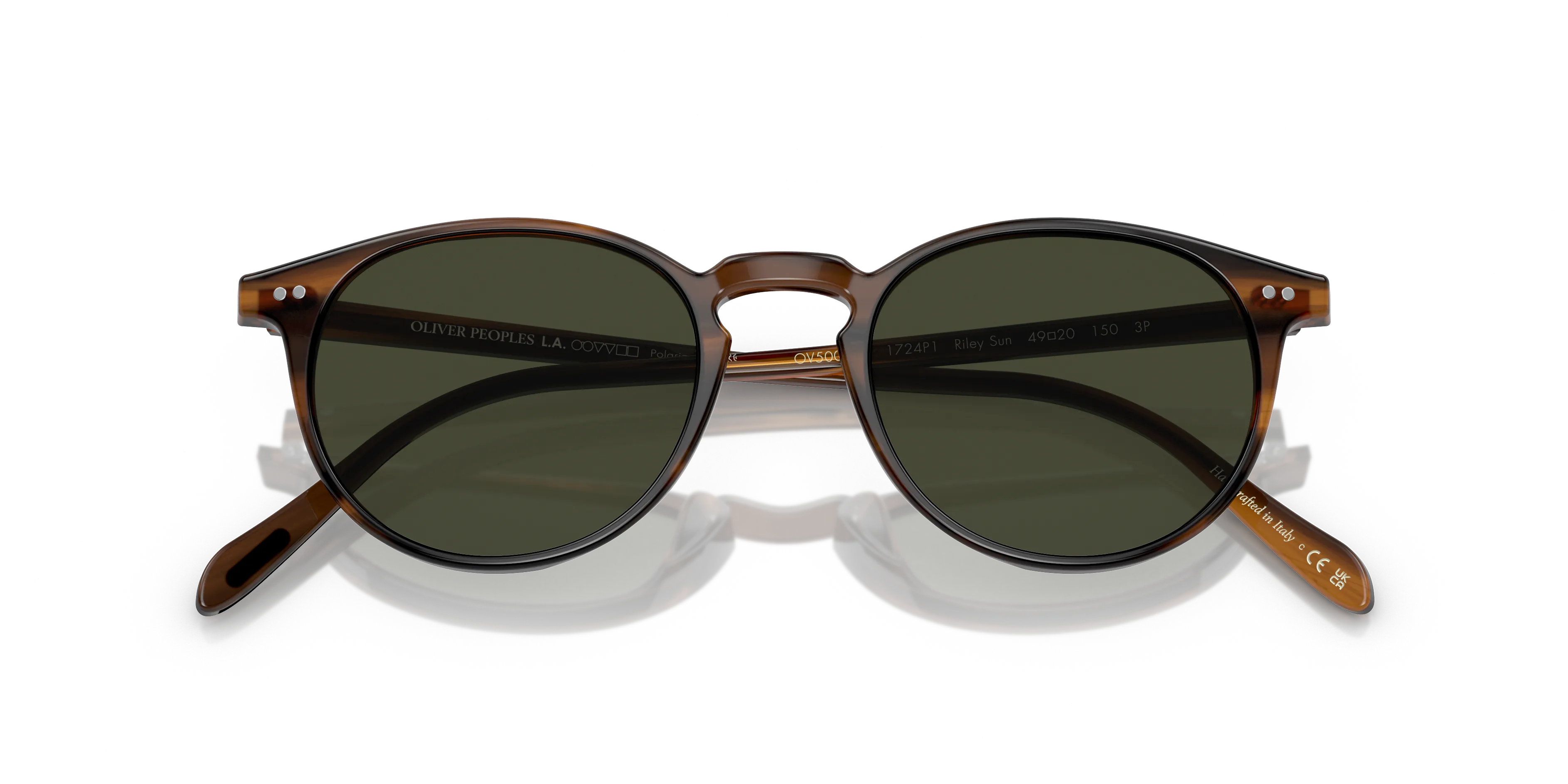 Oliver Peoples OV5004SU Riley Sun 1724P1 Occhiali da sole Acetato Marrone Verde G15 Pantos Polarizzata - immagine 2