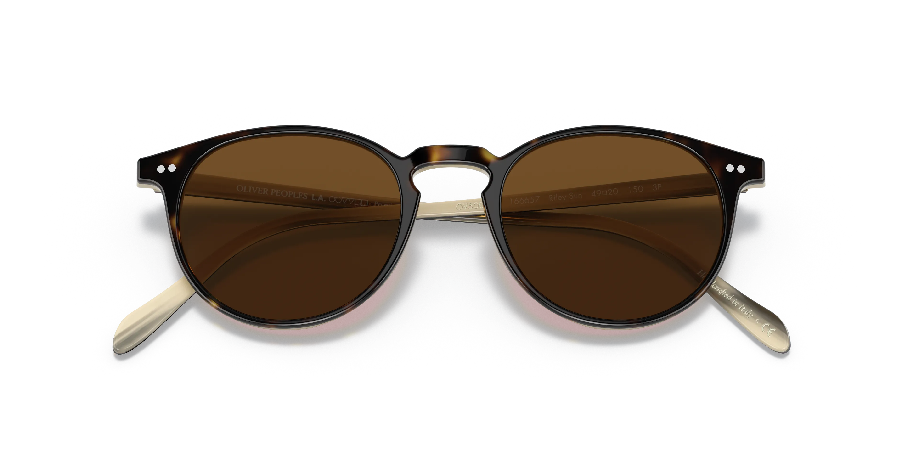 Oliver Peoples OV5004SU Riley Sun 166657 Occhiali da sole Acetato Marrone Marrone Pantos Polarizzata - immagine 2