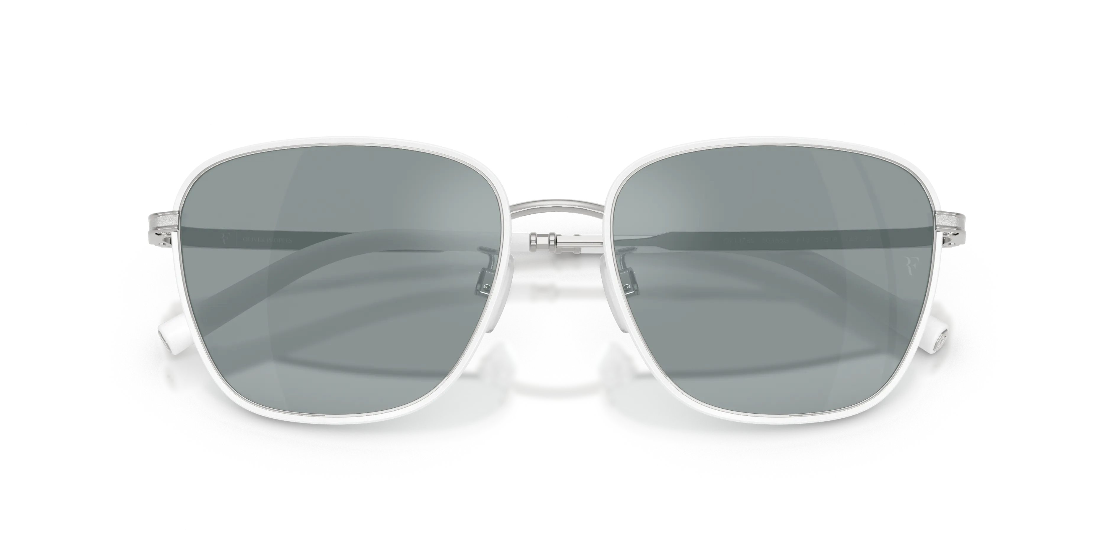Oliver Peoples OV1378S R-18 50366G Occhiali da sole Metallo Bianco Grigio Squadrata Polarizzata - immagine 2