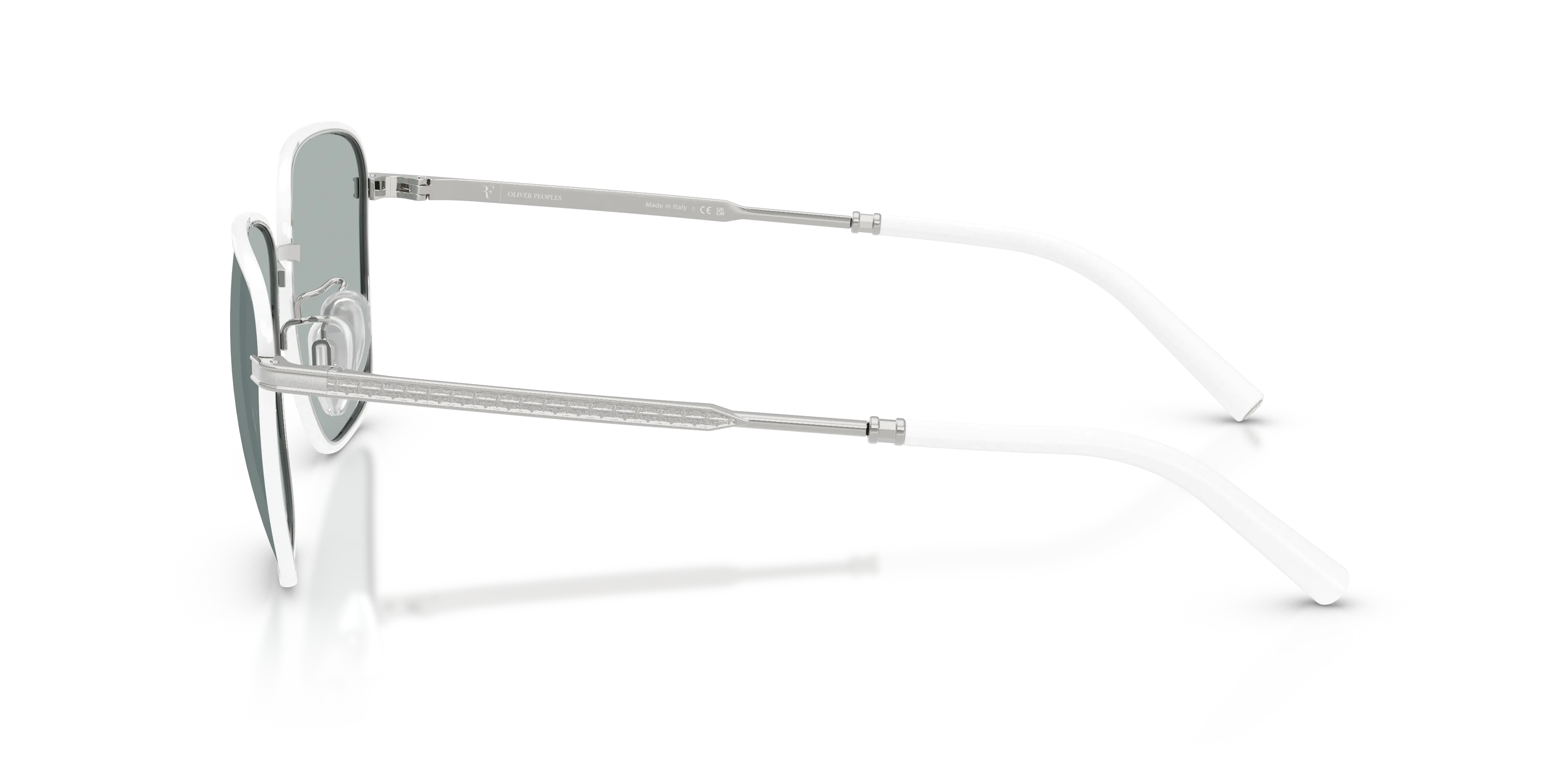 Oliver Peoples OV1378S R-18 50366G Occhiali da sole Metallo Bianco Grigio Squadrata Polarizzata - immagine 4