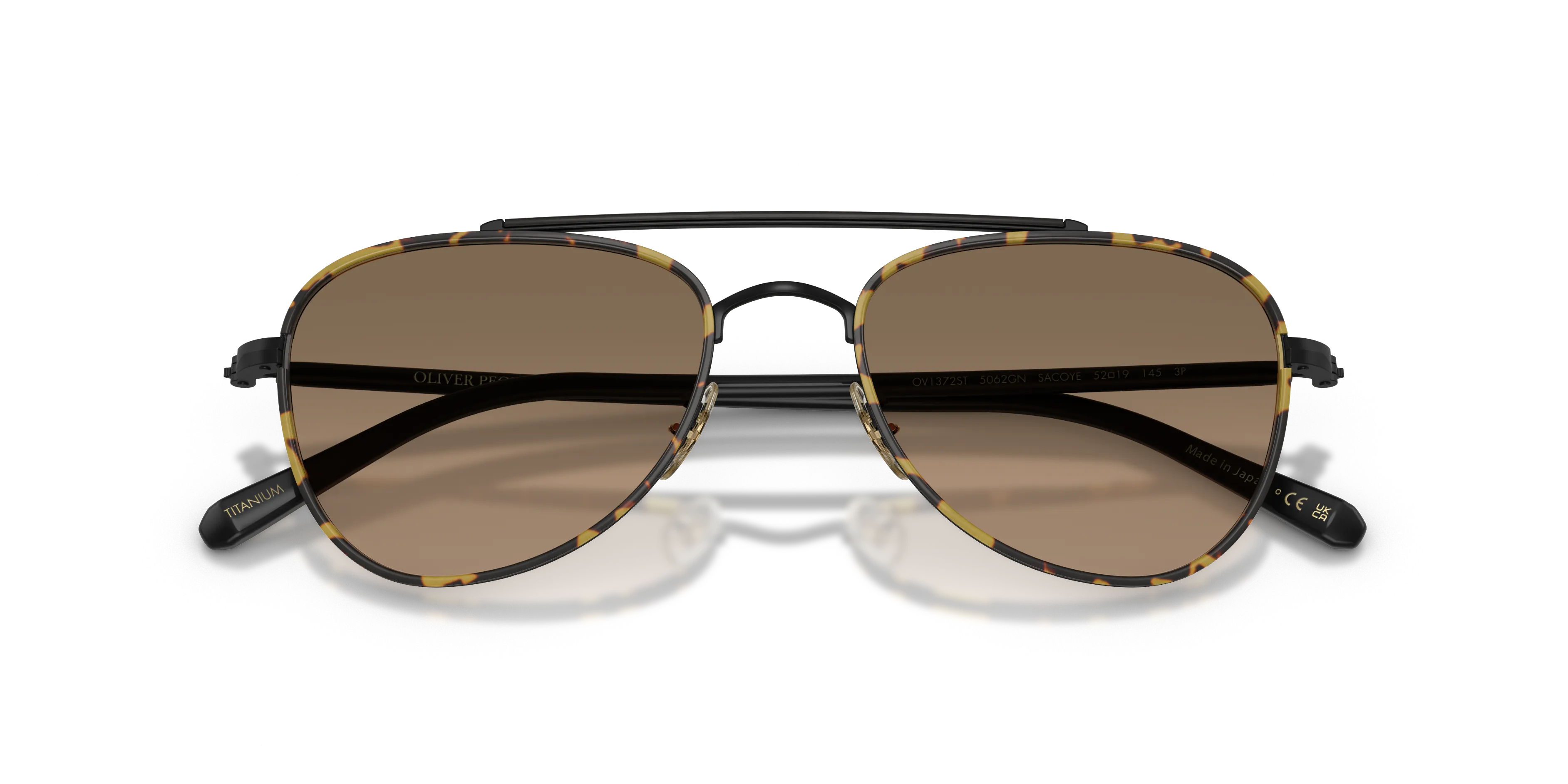 Oliver Peoples OV1372ST SACOYE 5062GN Occhiali da sole Titanio Nero Marrone Pilot Polarizzata - immagine 2