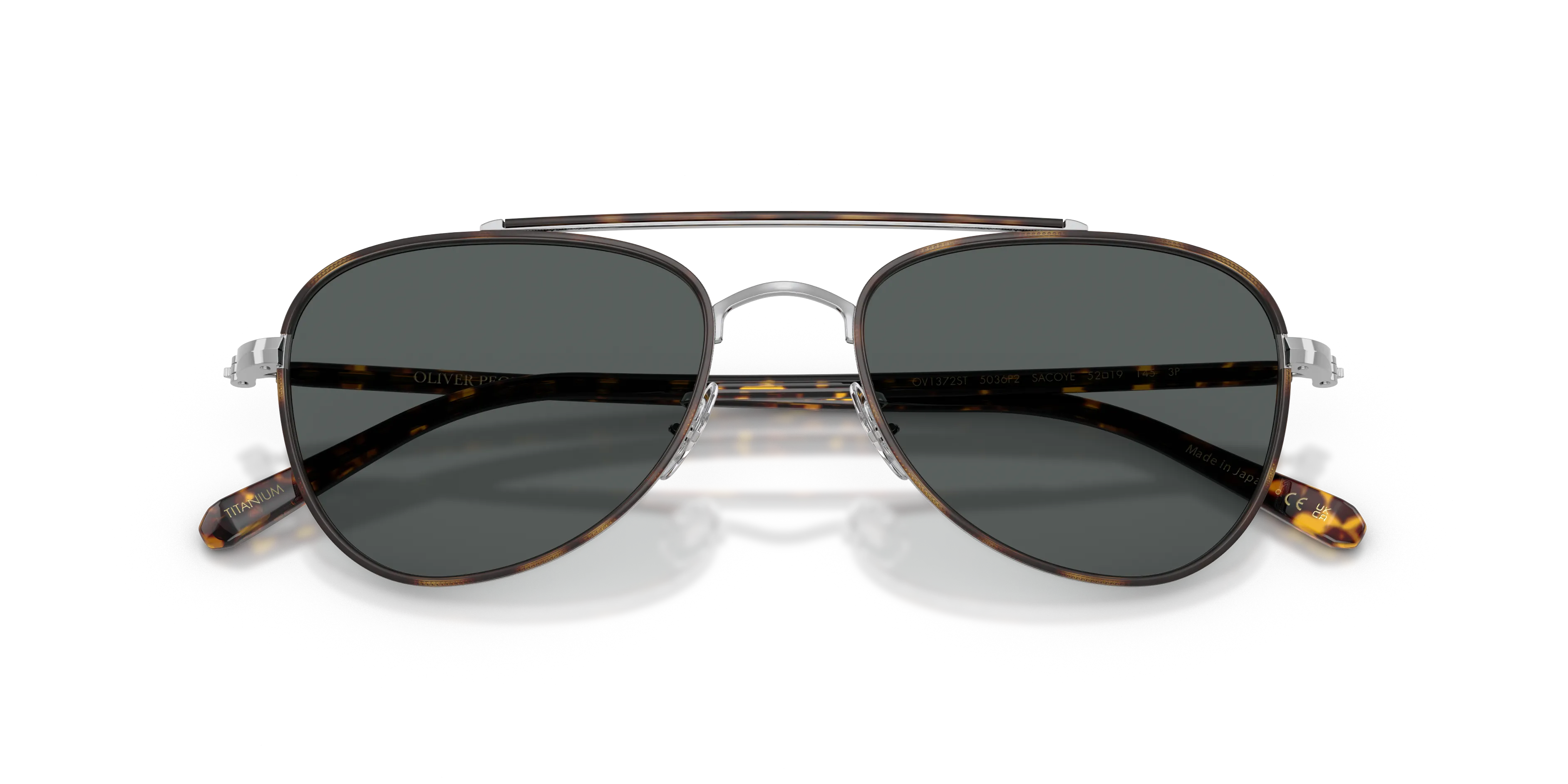 Oliver Peoples OV1372ST SACOYE 5036P2 Occhiali da sole Titanio Argento Grigio Pilot Polarizzata - immagine 2