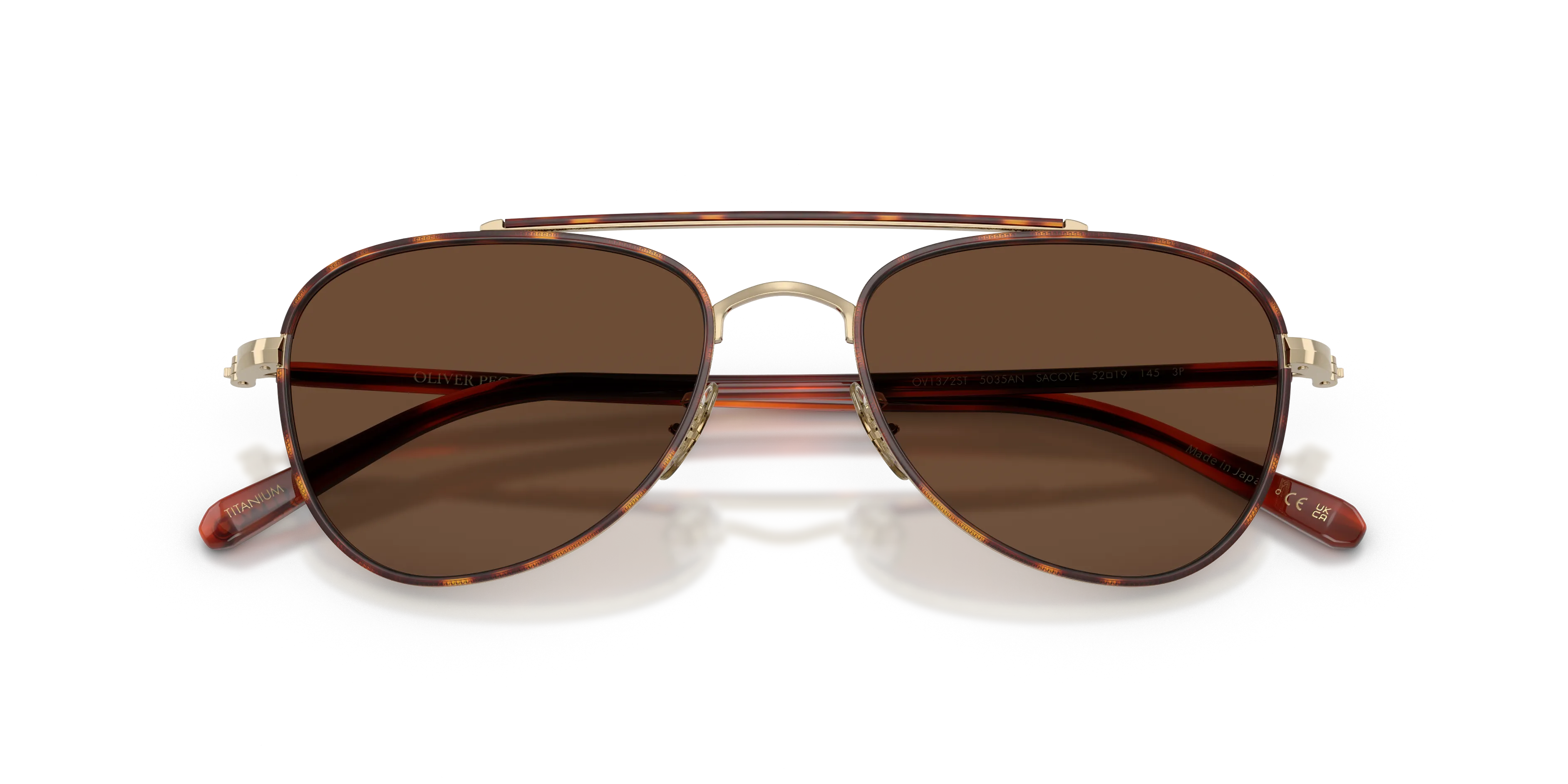Oliver Peoples OV1372ST SACOYE 5035AN Occhiali da sole Titanio Oro Marrone Pilot Polarizzata - immagine 2