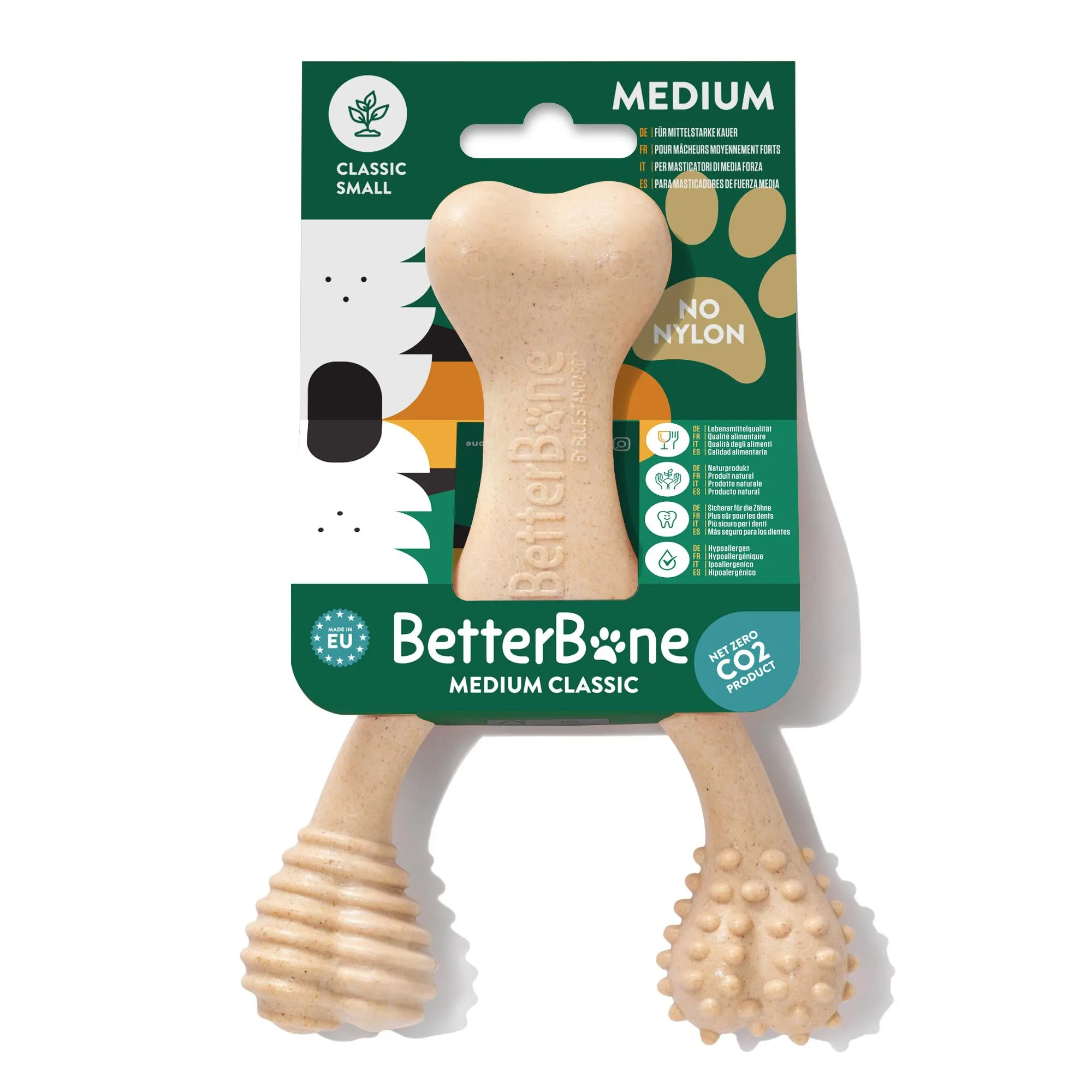 BetterBone - Giocattolo per cani da masticare - Small Medium Classic - Veggie - Senza nylon e OGM a base di cellulosa - Giocattolo da masticare con gusto neutro medio - Senza schegge e ipoallergenico - immagine 1