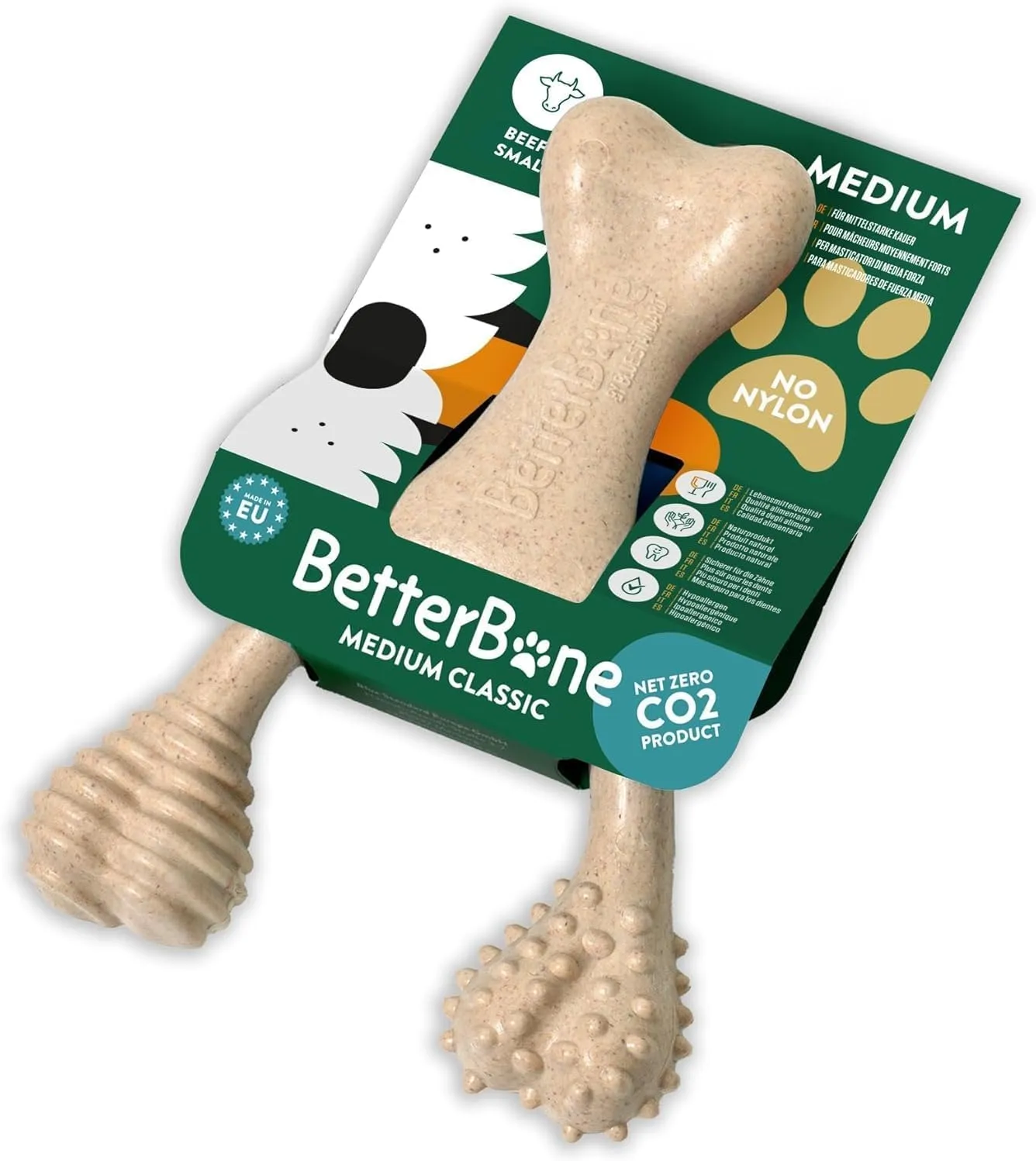 BetterBone - Giocattolo per cani da masticare – Small Medium Beef – Osso da masticare per cani senza nylon e OGM a base di cellulosa – Giocattolo da masticare medio con sapore di manzo – Legno da - immagine 7