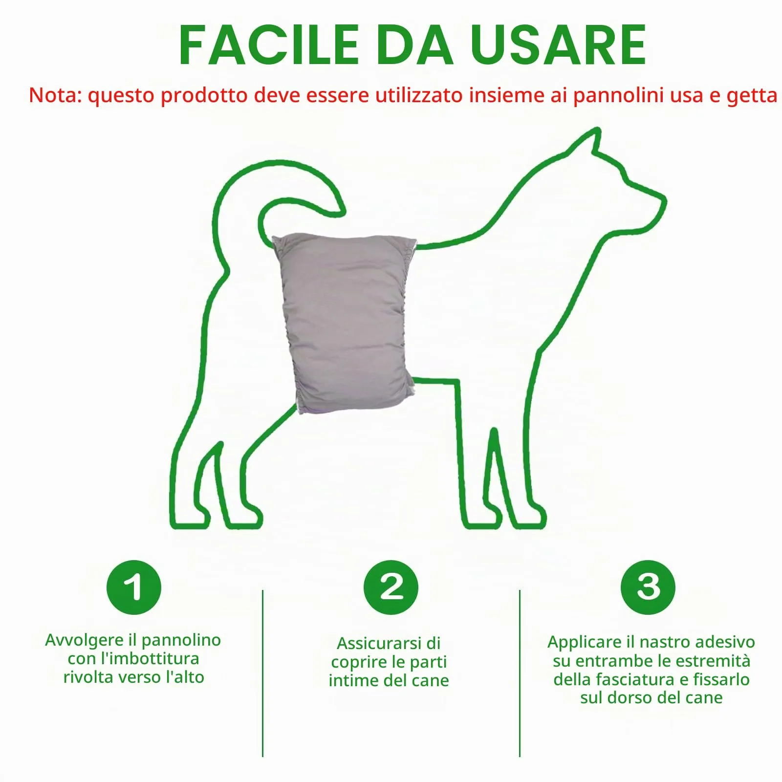 Dalephoric 3 Pezzi Corbette Lavabili per Cane Maschio, Fascia Pancia, L - immagine 3