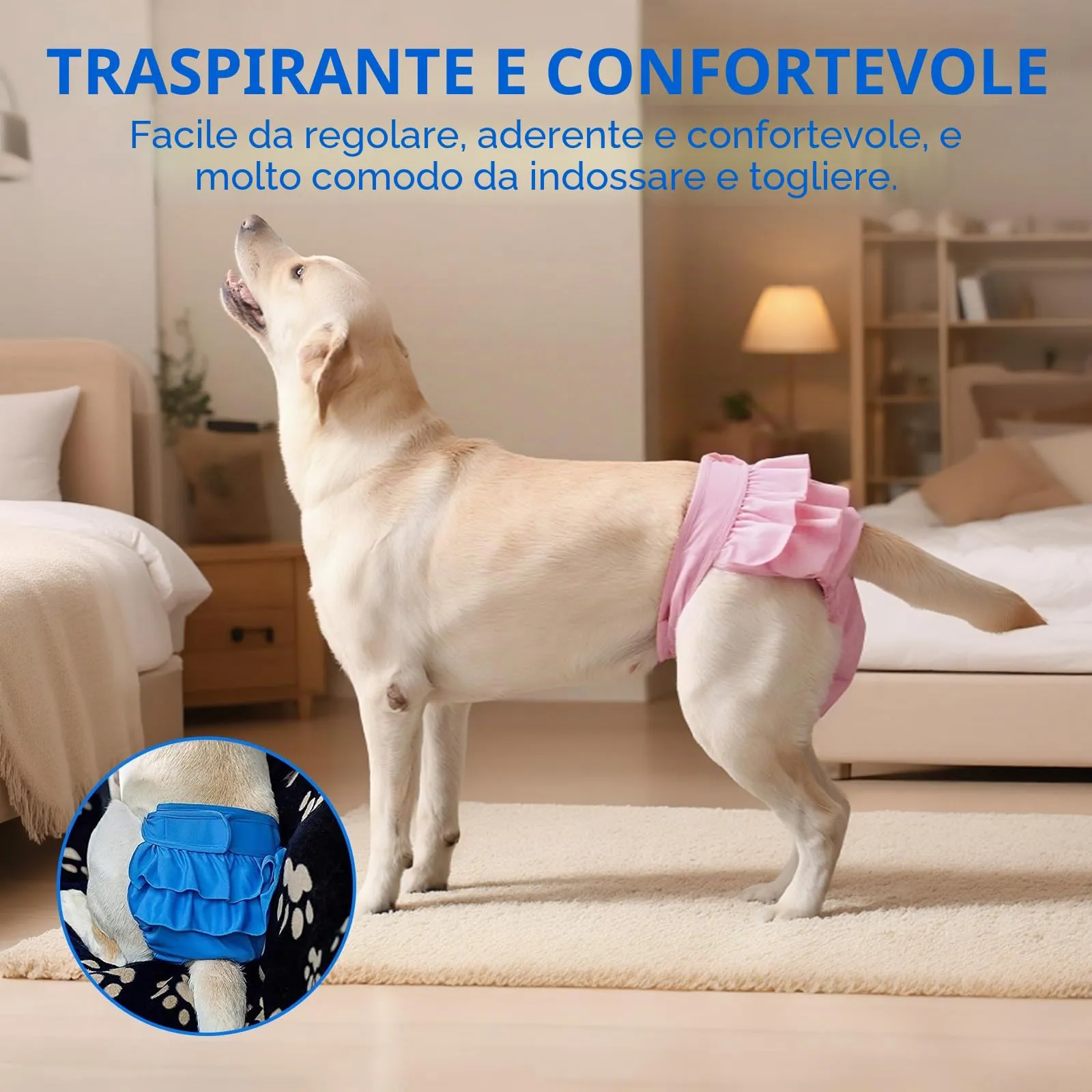 AMFUN 3 Pezzi Pannolini per Cani Cane Femmina Lavabili, Pannolini Cane Femmina Regolabile, Mutande Igieniche Animali Lavabili, Riutilizzabili, Altamente Assorbenti (L) - immagine 8