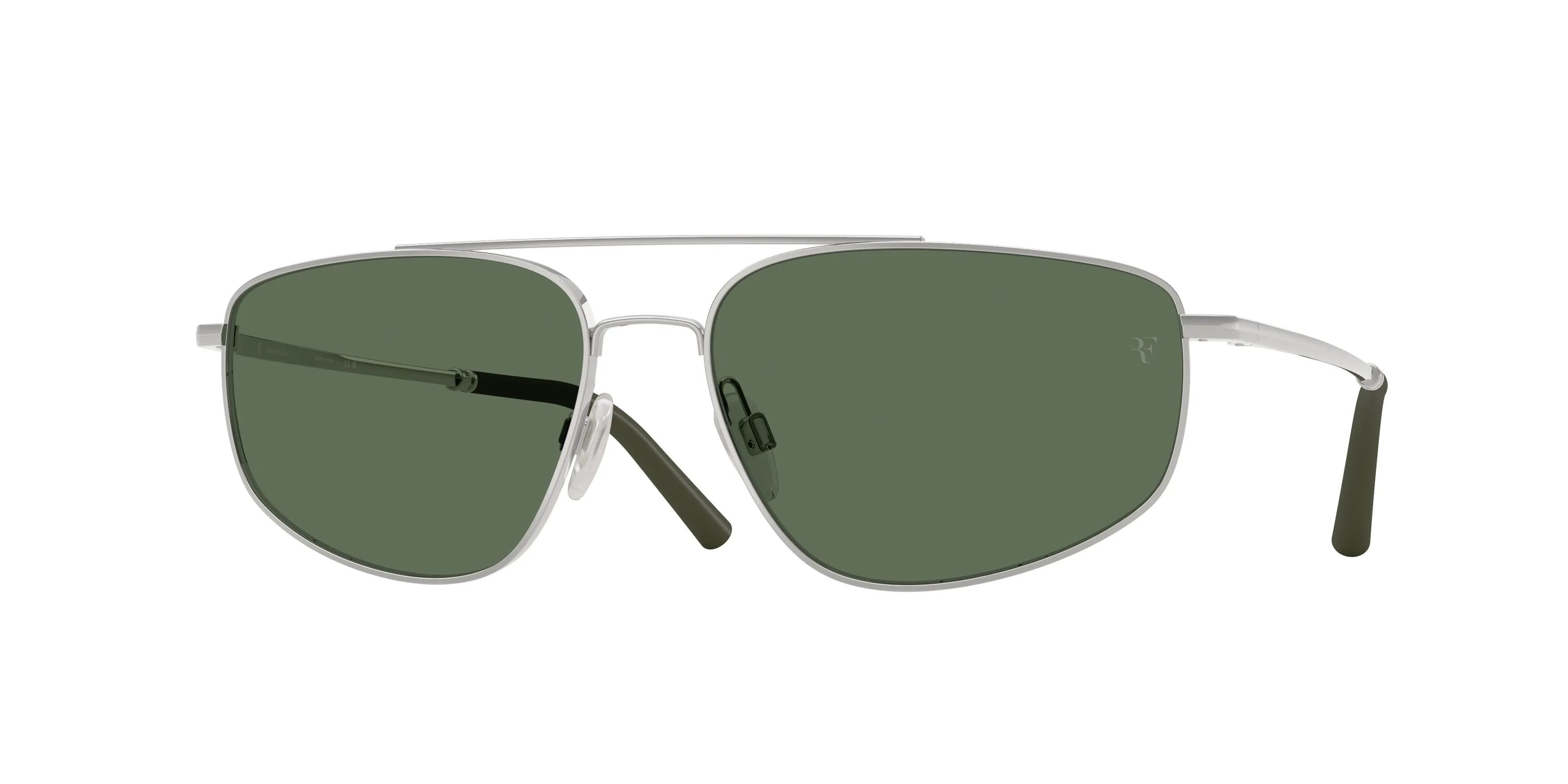 Oliver Peoples OV1361S R-14 50369A Occhiali da sole Metallo Argento Verde G15 Pilot Polarizzata - immagine 1