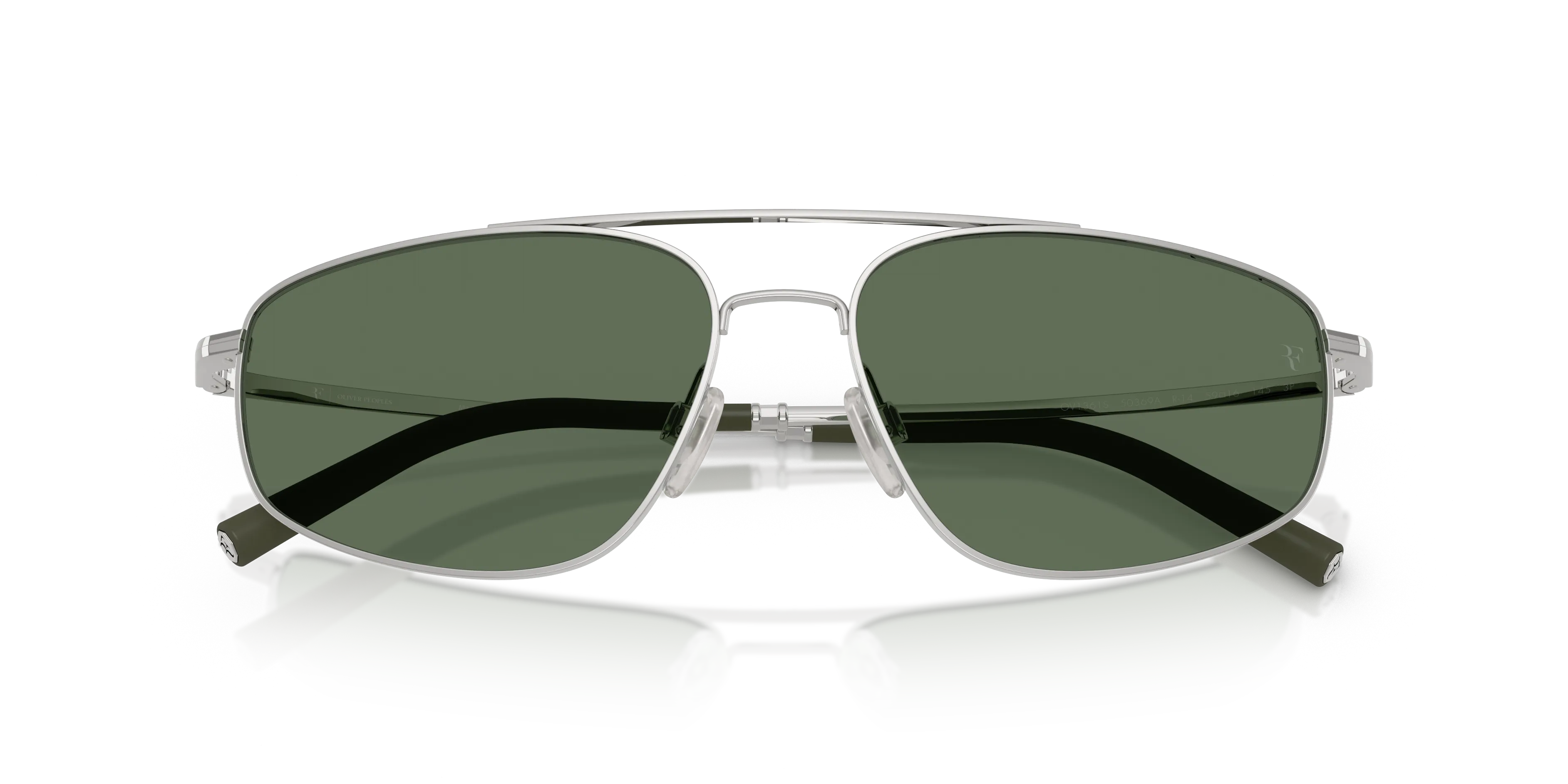 Oliver Peoples OV1361S R-14 50369A Occhiali da sole Metallo Argento Verde G15 Pilot Polarizzata - immagine 2