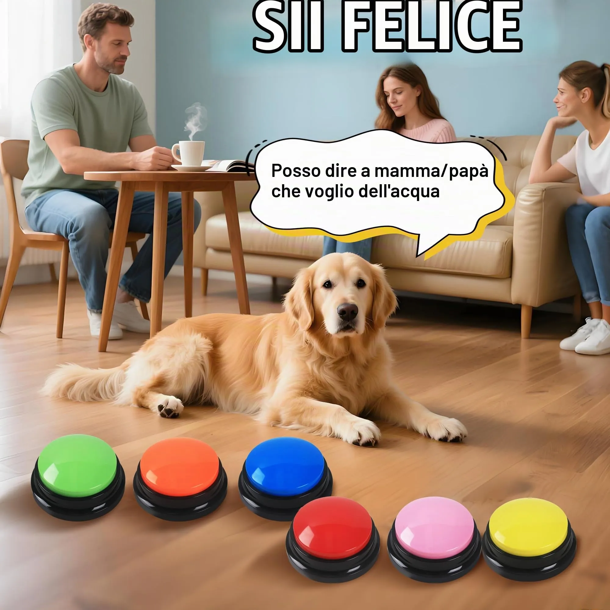 DUBUOZA Buzzer Button con 30 Secondi di Registrazione e Riproduzione Buzzer con Funzione di Registrazione Pulsanti per Cani per Allenamento e Giochi per Animali Domestici (6) - immagine 3