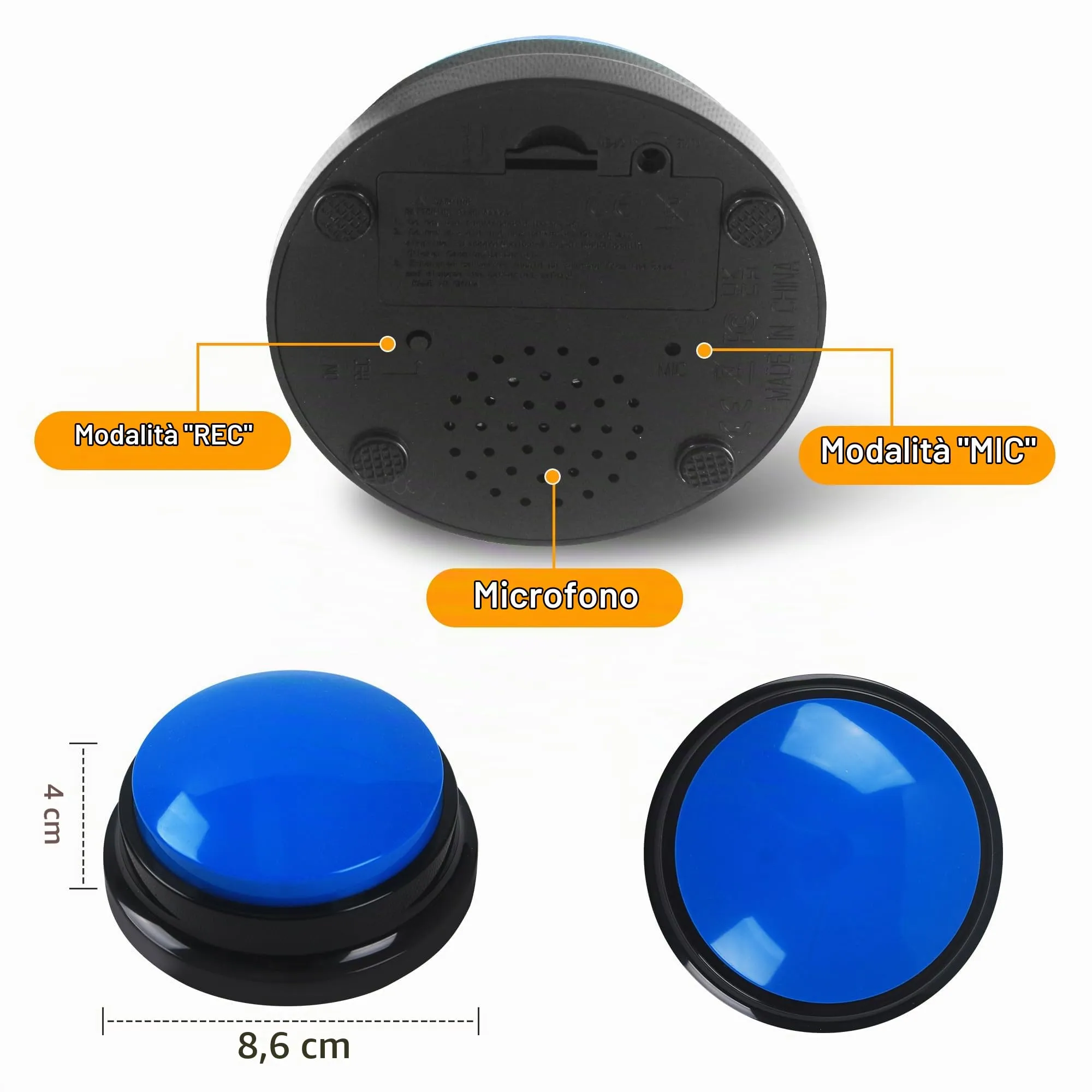 DUBUOZA Buzzer Button con 30 Secondi di Registrazione e Riproduzione Buzzer con Funzione di Registrazione Pulsanti per Cani per Allenamento e Giochi per Animali Domestici (6) - immagine 5
