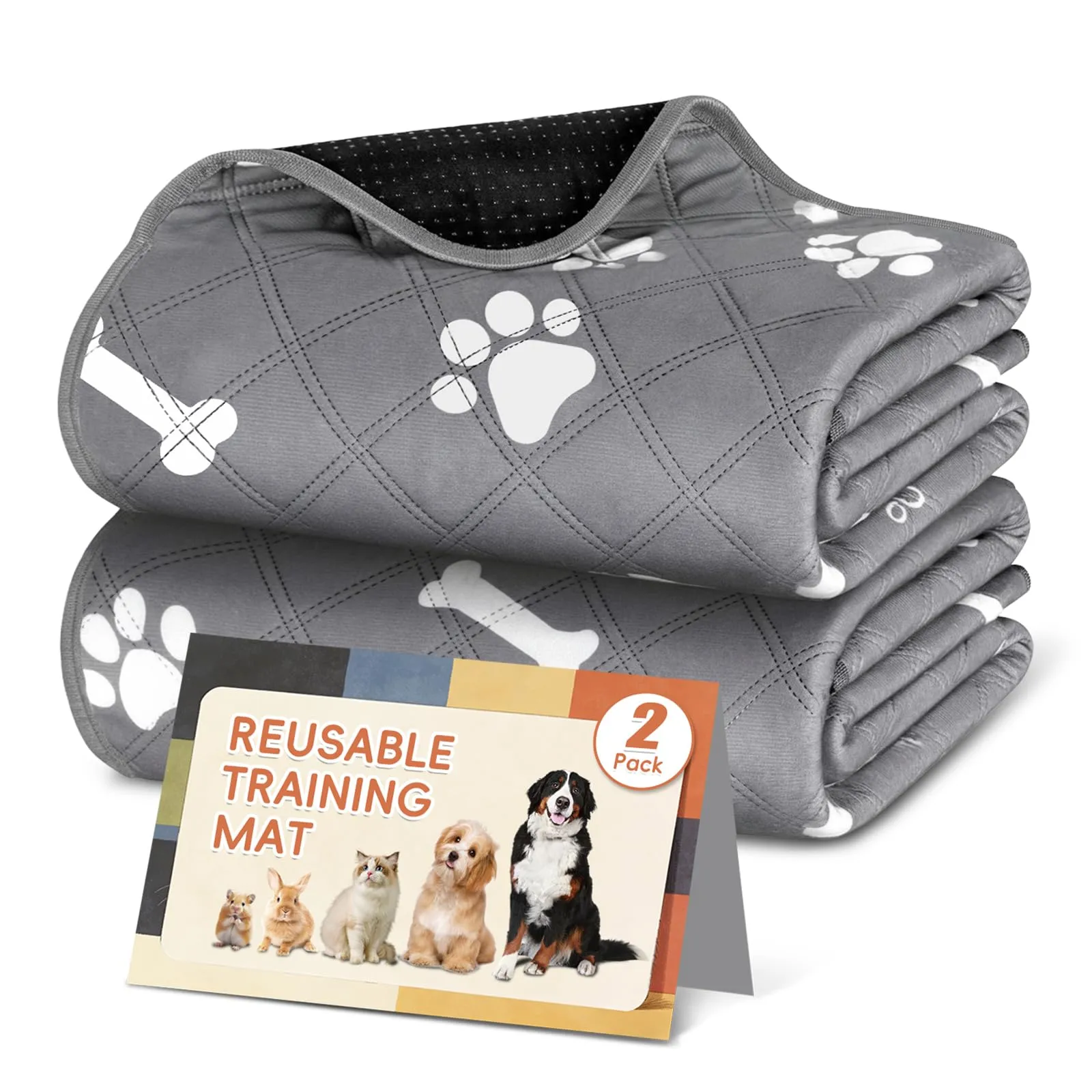 AMFUN 2 Pezzi Tappetini Lavabili per Cani, 70 x 100 cm Tappetino Lavabile per Animali Domestici, Riutilizzabile, Assorbente, Ideale per Cani, Gatti, Conigli Porcellini d'India - immagine 1
