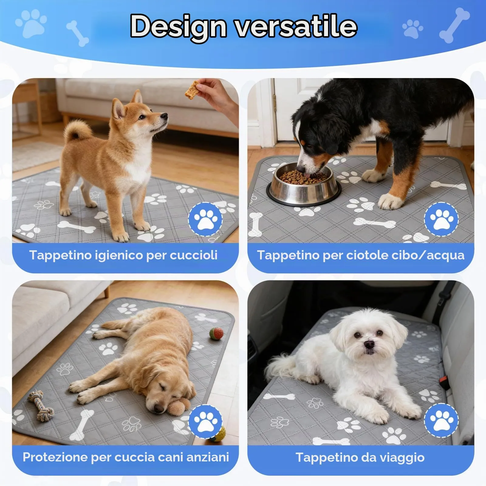 AMFUN 2 Pezzi Tappetini Lavabili per Cani, 70 x 100 cm Tappetino Lavabile per Animali Domestici, Riutilizzabile, Assorbente, Ideale per Cani, Gatti, Conigli Porcellini d'India - immagine 7