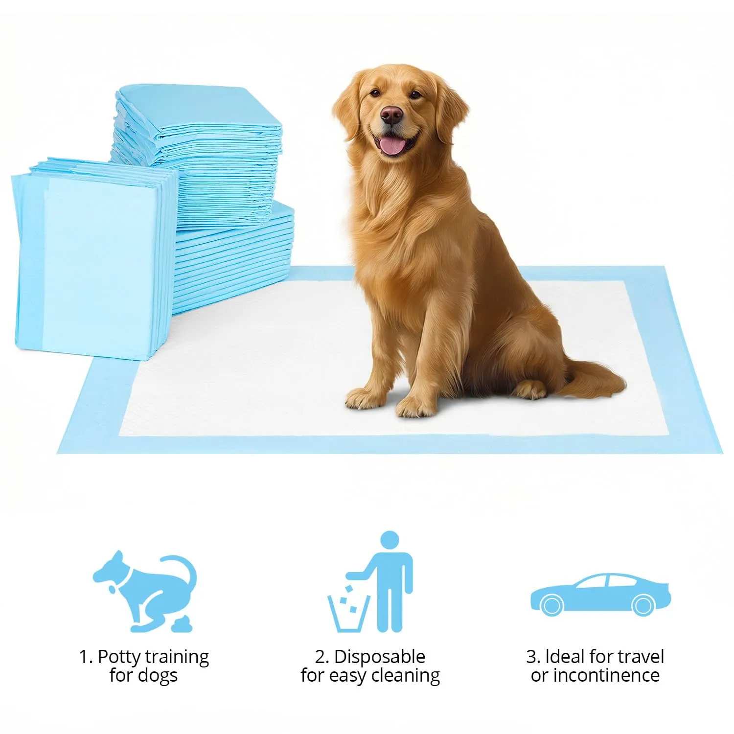 QWORK® 60 Pezzi Tappetini Igienici per Cani Monouso, 75 x 85 cm Tappetino Cane, Tappetini per Pipì Altamente Assorbenti, per Cani di Piccola e Media Taglia - immagine 2