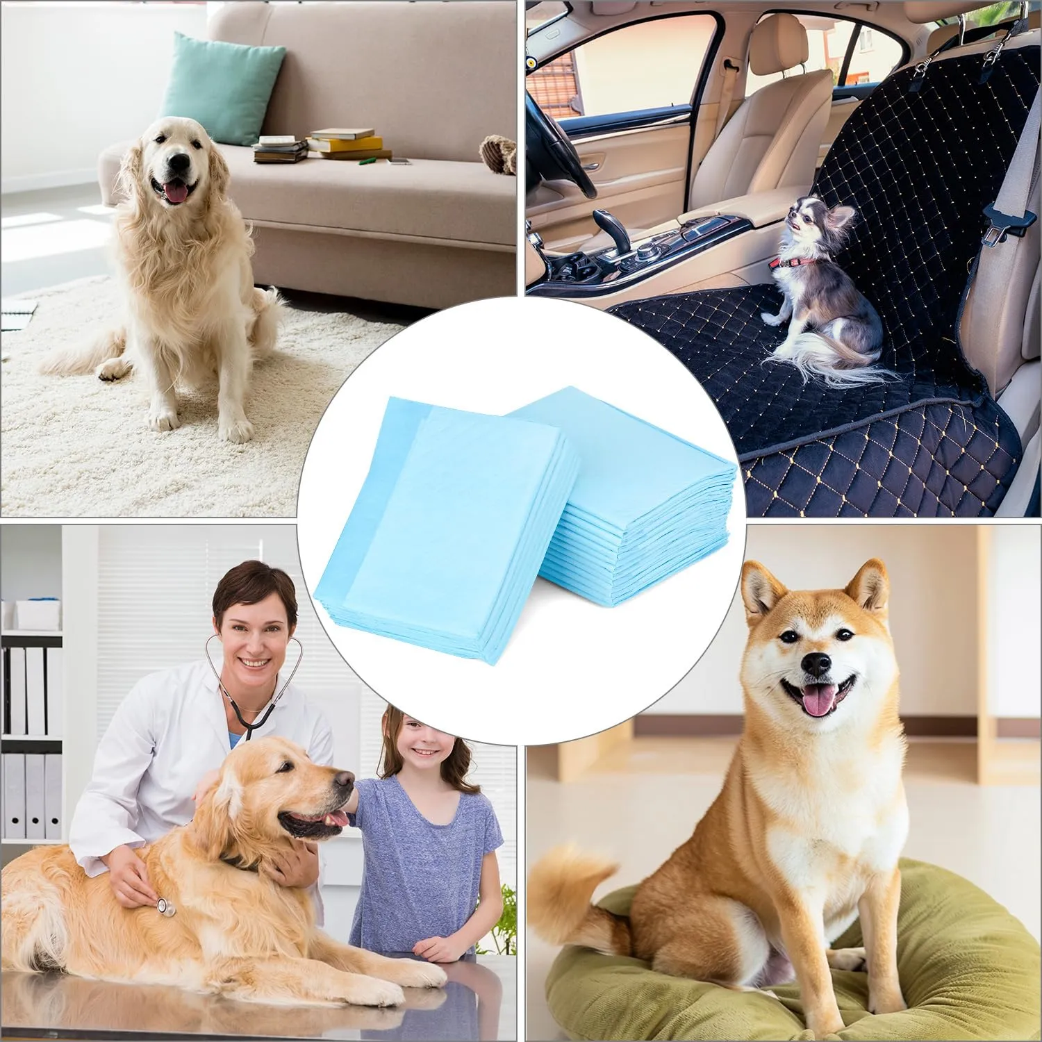 QWORK® 60 Pezzi Tappetini Igienici per Cani Monouso, 75 x 85 cm Tappetino Cane, Tappetini per Pipì Altamente Assorbenti, per Cani di Piccola e Media Taglia - immagine 7