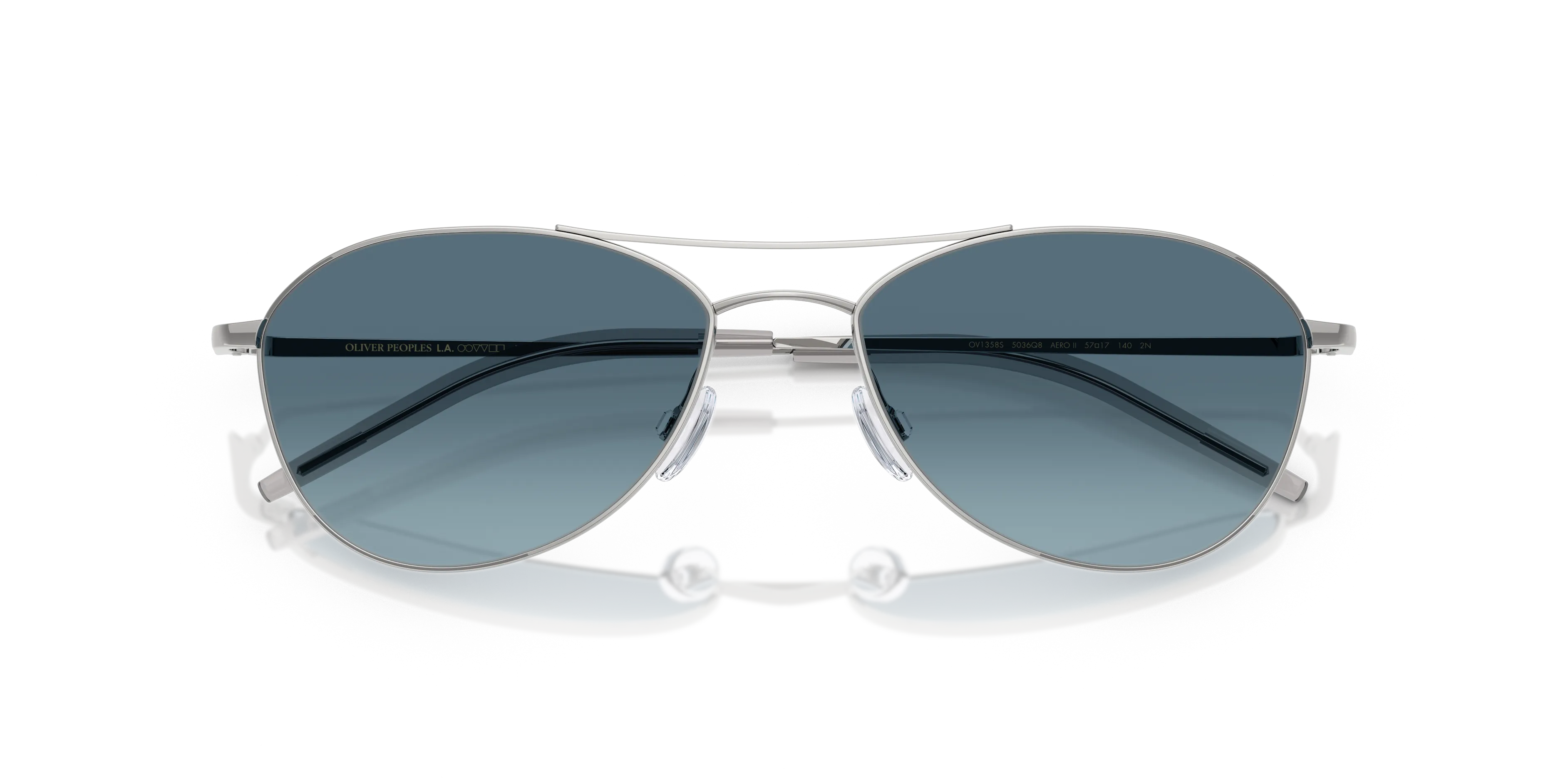 Oliver Peoples OV1358S AERO II 5036Q8 Occhiali da sole Acciaio Argento Blu Pilot Normale - immagine 2