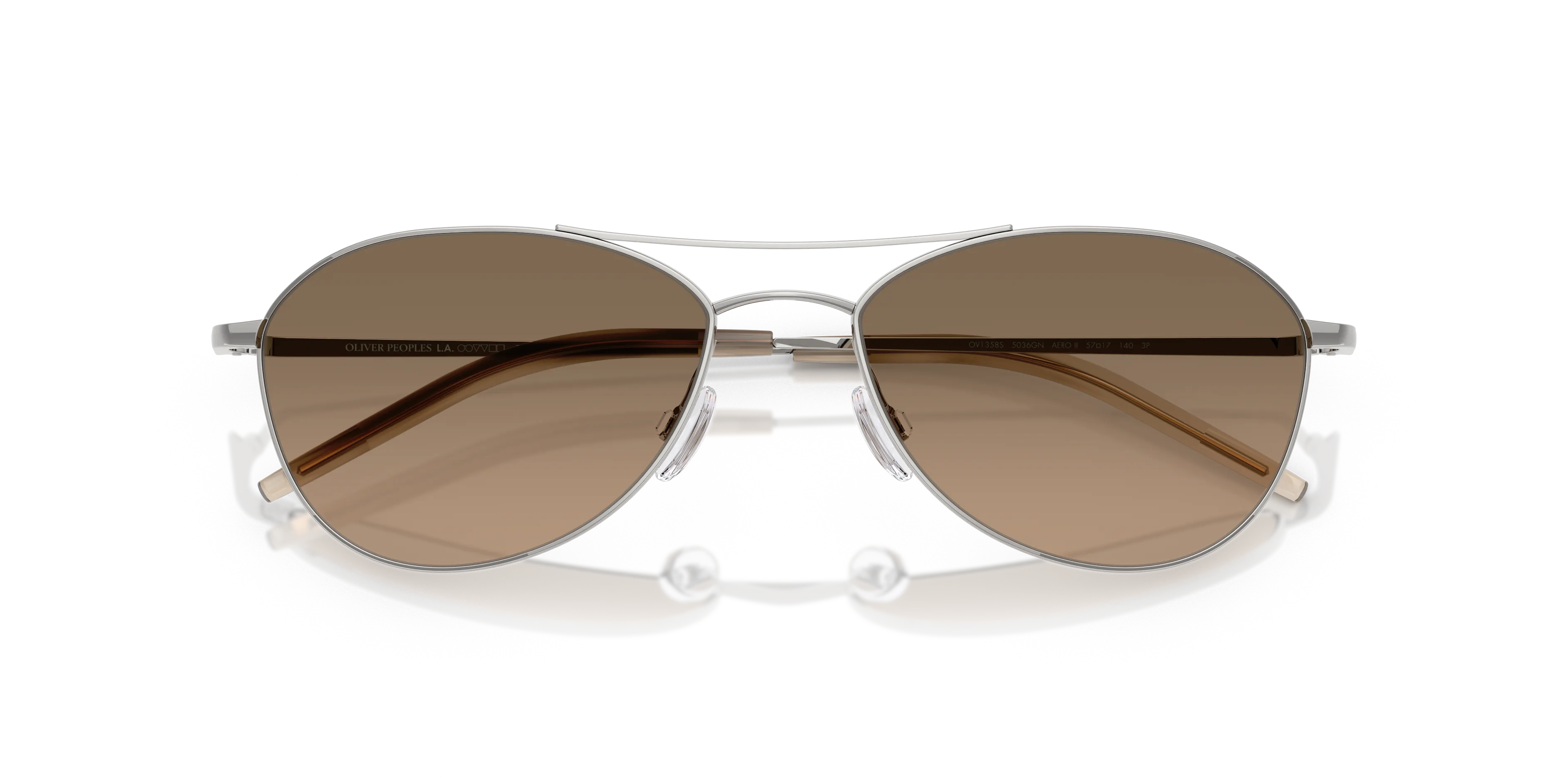 Oliver Peoples OV1358S AERO II 5036GN Occhiali da sole Acciaio Argento Marrone Pilot Polarizzata - immagine 2