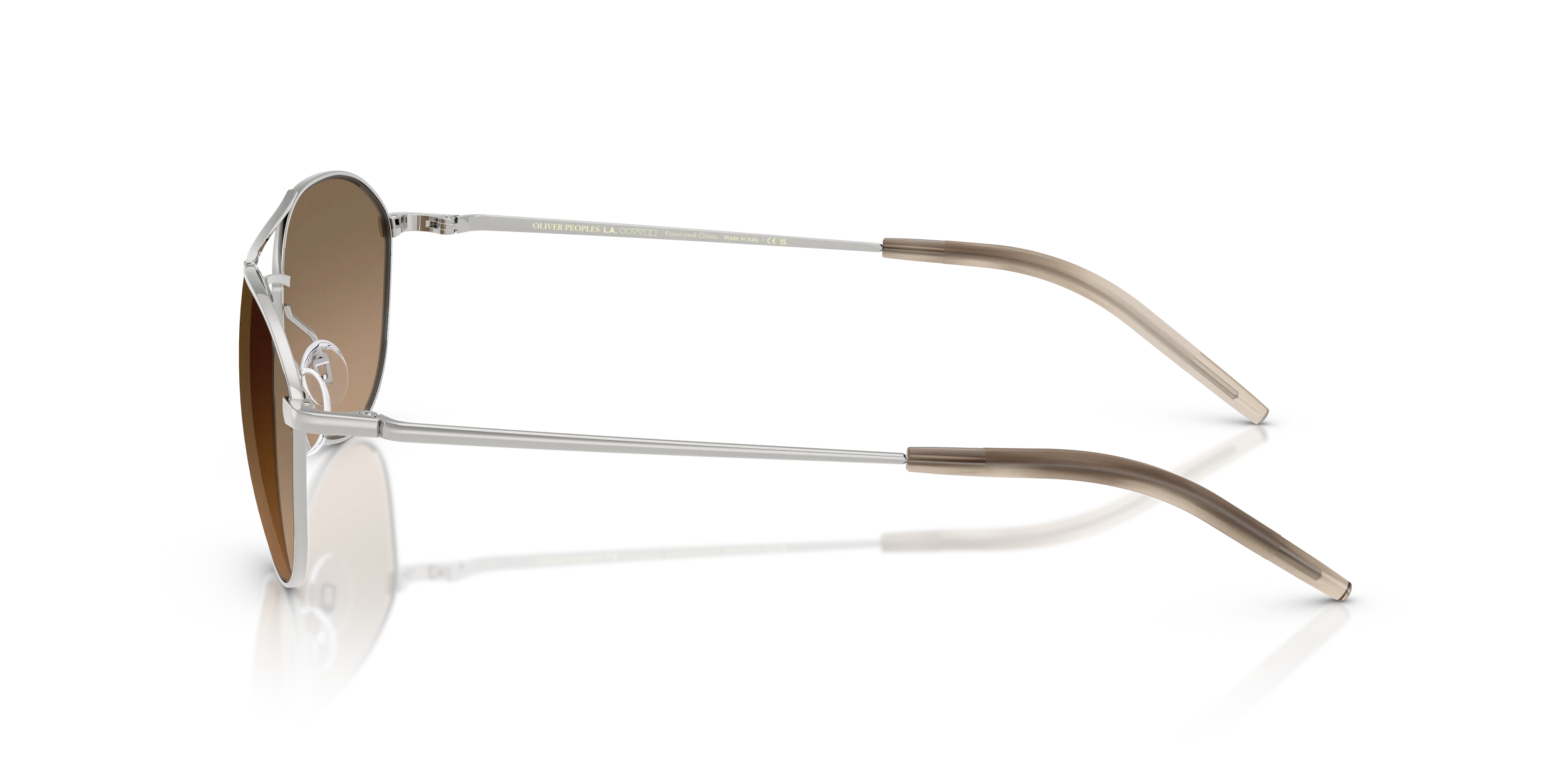 Oliver Peoples OV1358S AERO II 5036GN Occhiali da sole Acciaio Argento Marrone Pilot Polarizzata - immagine 4